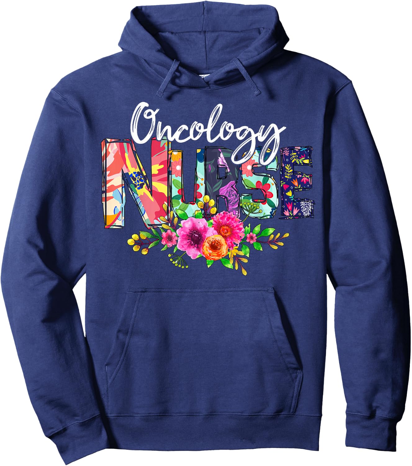 Oncology Nurse Tropical Flowers Summer Hawaii Beach Hoodie - Hoodie | Navy