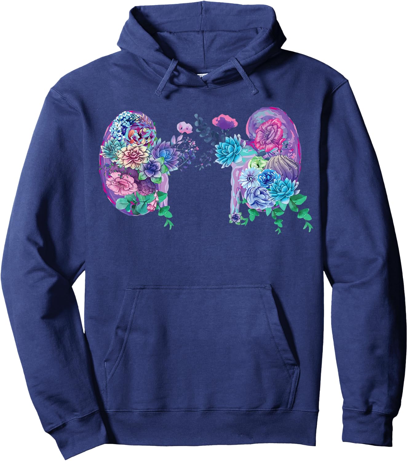 Succulent Kidney Floral Anatomical Kidneys Medical Anatomy Hoodie - Hoodie | Navy