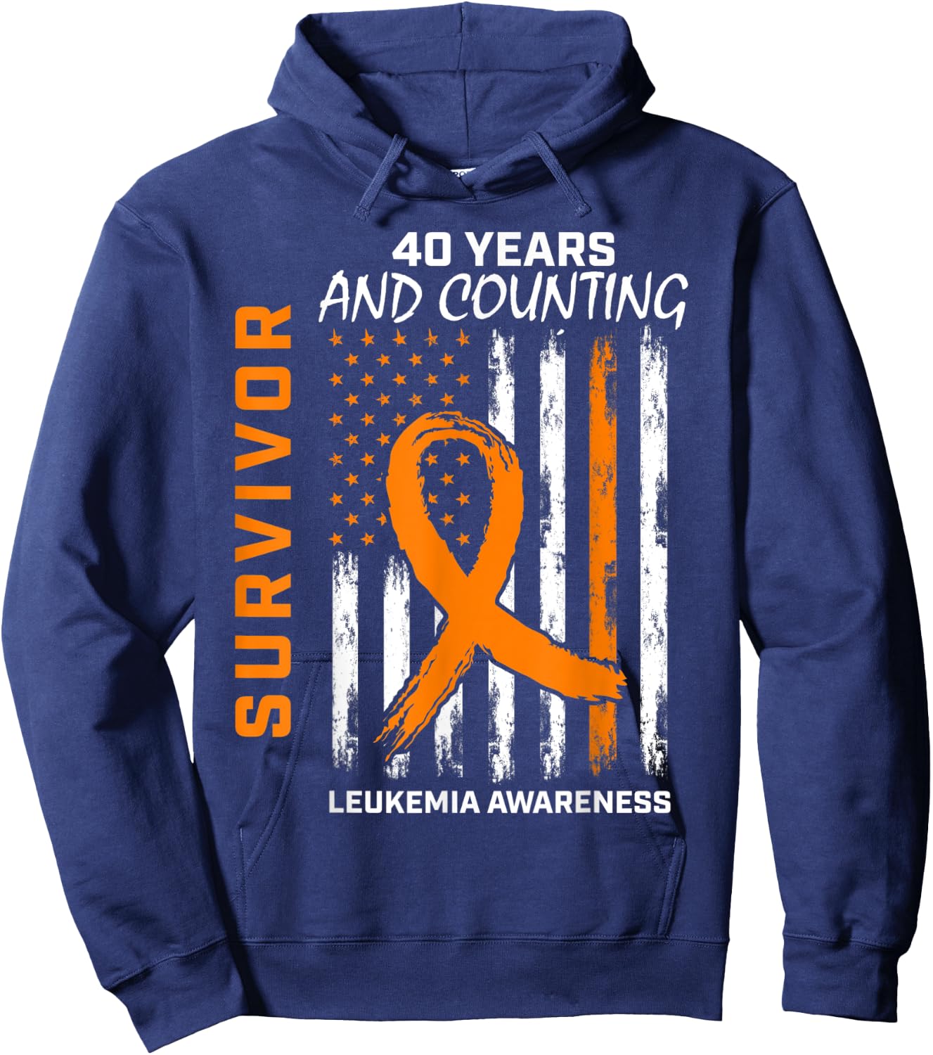 40 Years Cancer Free Leukemia Survivor Gifts American Flag Men Hoodie - Hoodie | Navy