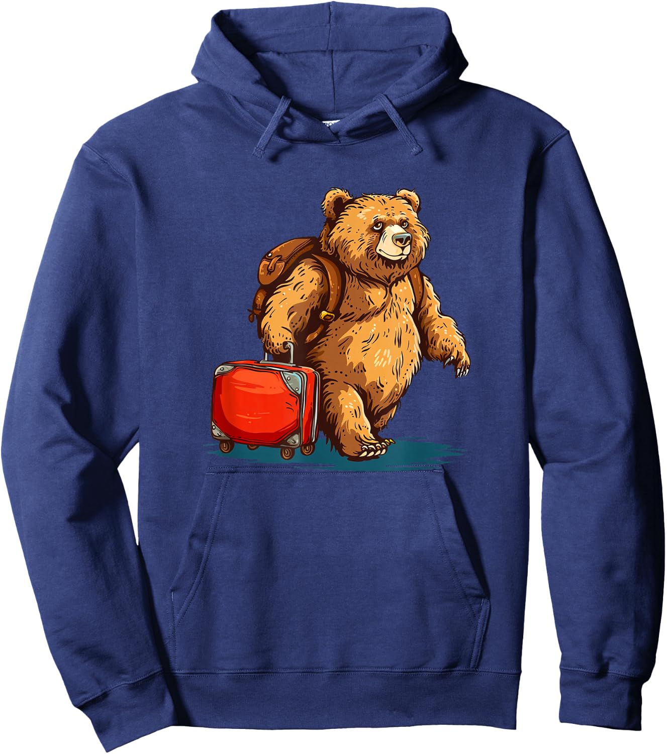 Sweet Traveling Bear with Suitcase for a Cheerful Look Hoodie - Hoodie | Navy