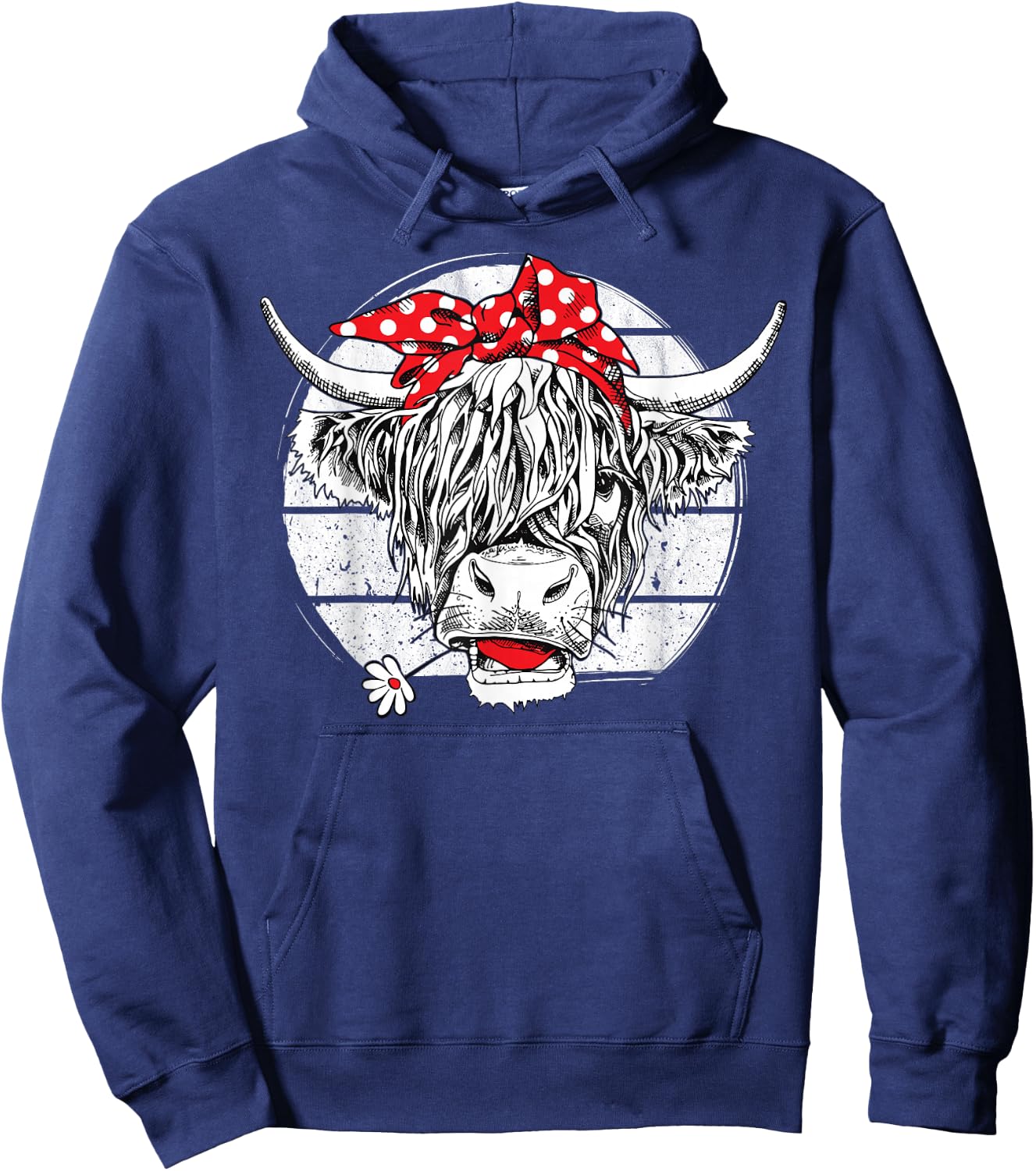 Scottish Highland Cow Cattle Hairy Cow Flowers Woman Hoodie - Hoodie | Navy