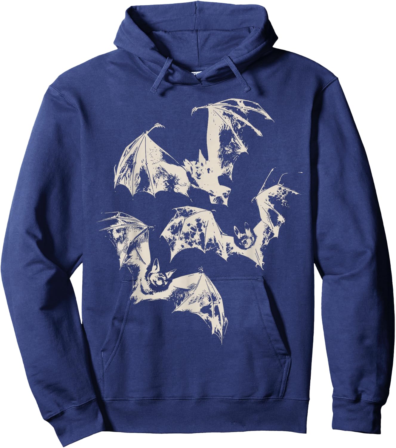 Three Bats Vintage Graphic | Washed Retro Gothic Men Women Hoodie - Hoodie | Navy
