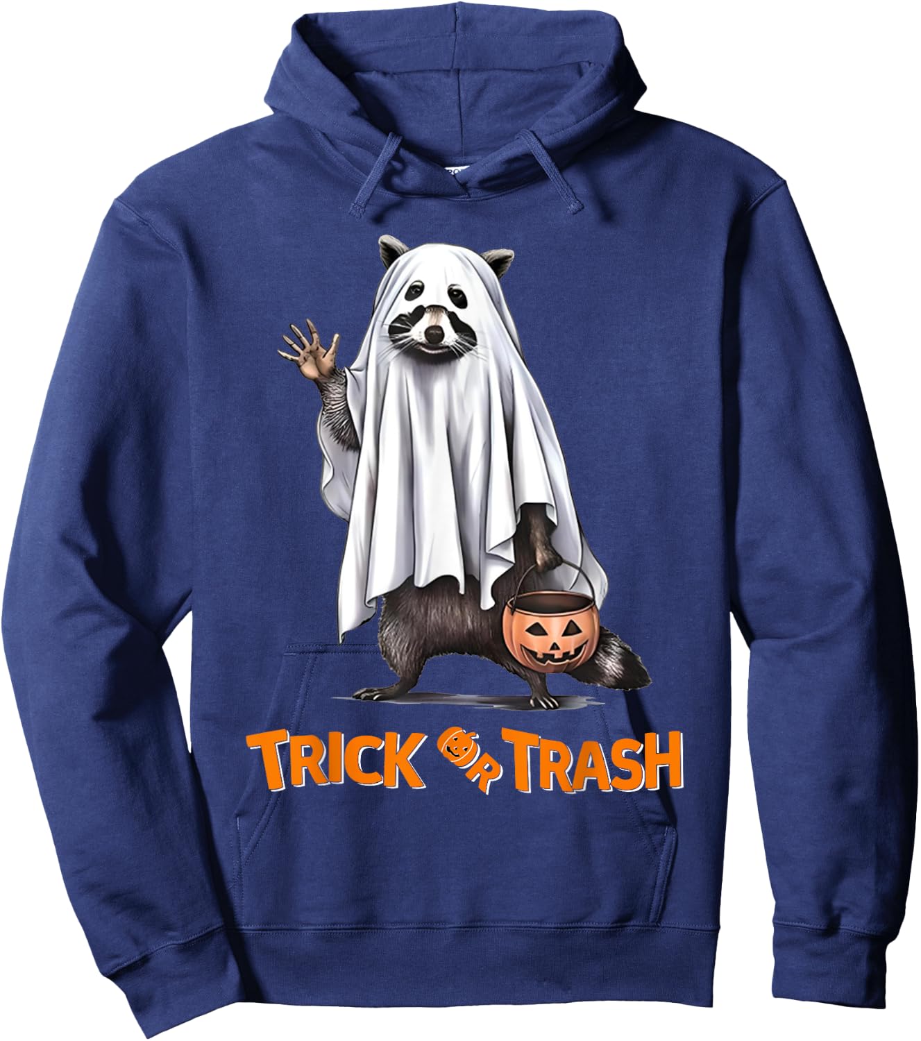 Trick Or Trash Funny Raccoon Halloween Ghost Costume Racoon Hoodie - Hoodie | Navy