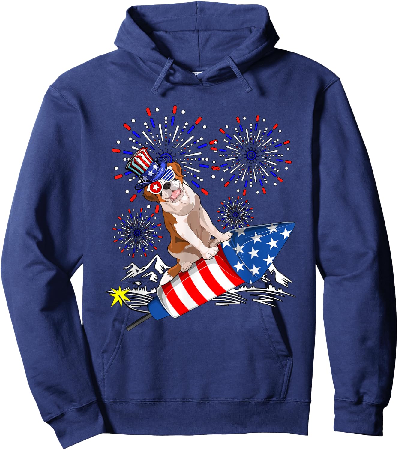 St. Bernard Costume 4th Of July Fireworks Patriotic Lover Hoodie - Hoodie | Navy