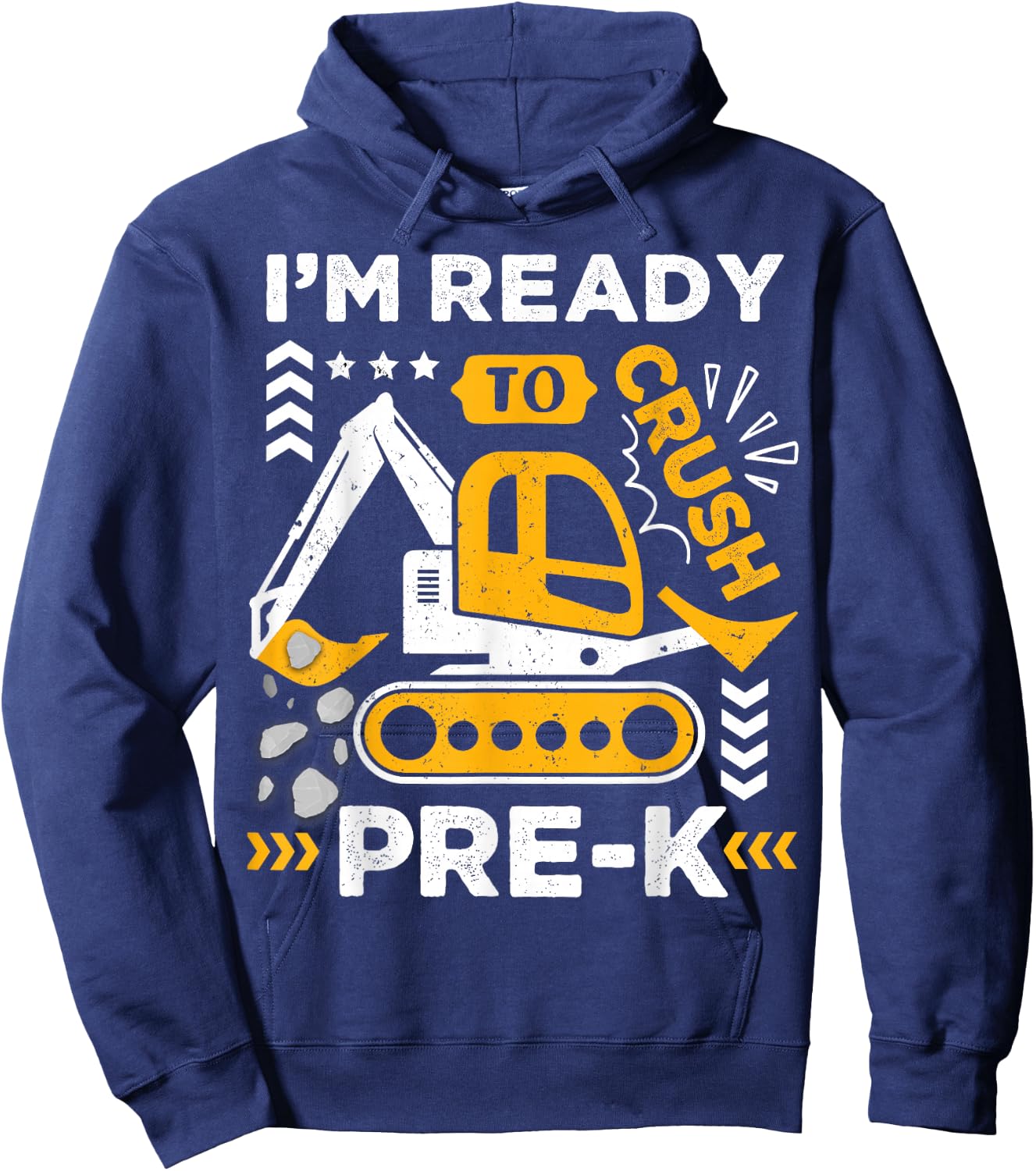 Kids Ready to Crush Preschool Pre-K Construction Truck Boys Hoodie - Hoodie | Navy