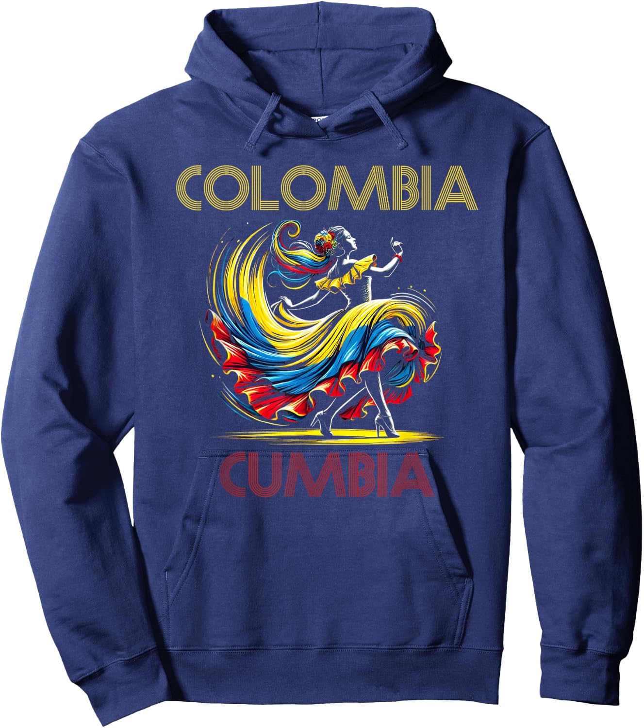 Colombia Flag Hispanic Heritage Month Women Cumbia Dancer Hoodie - Hoodie | Navy