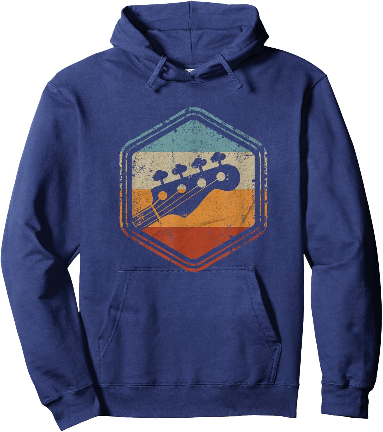 Bass Guitar Vintage Headstock for Bass Player Bassist Hoodie - Hoodie | Navy