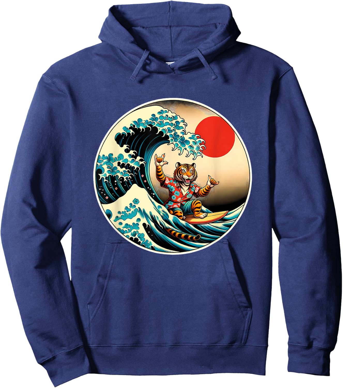 Great Wave Kanagawa Tiger Surfing Hoodie - Hoodie | Navy