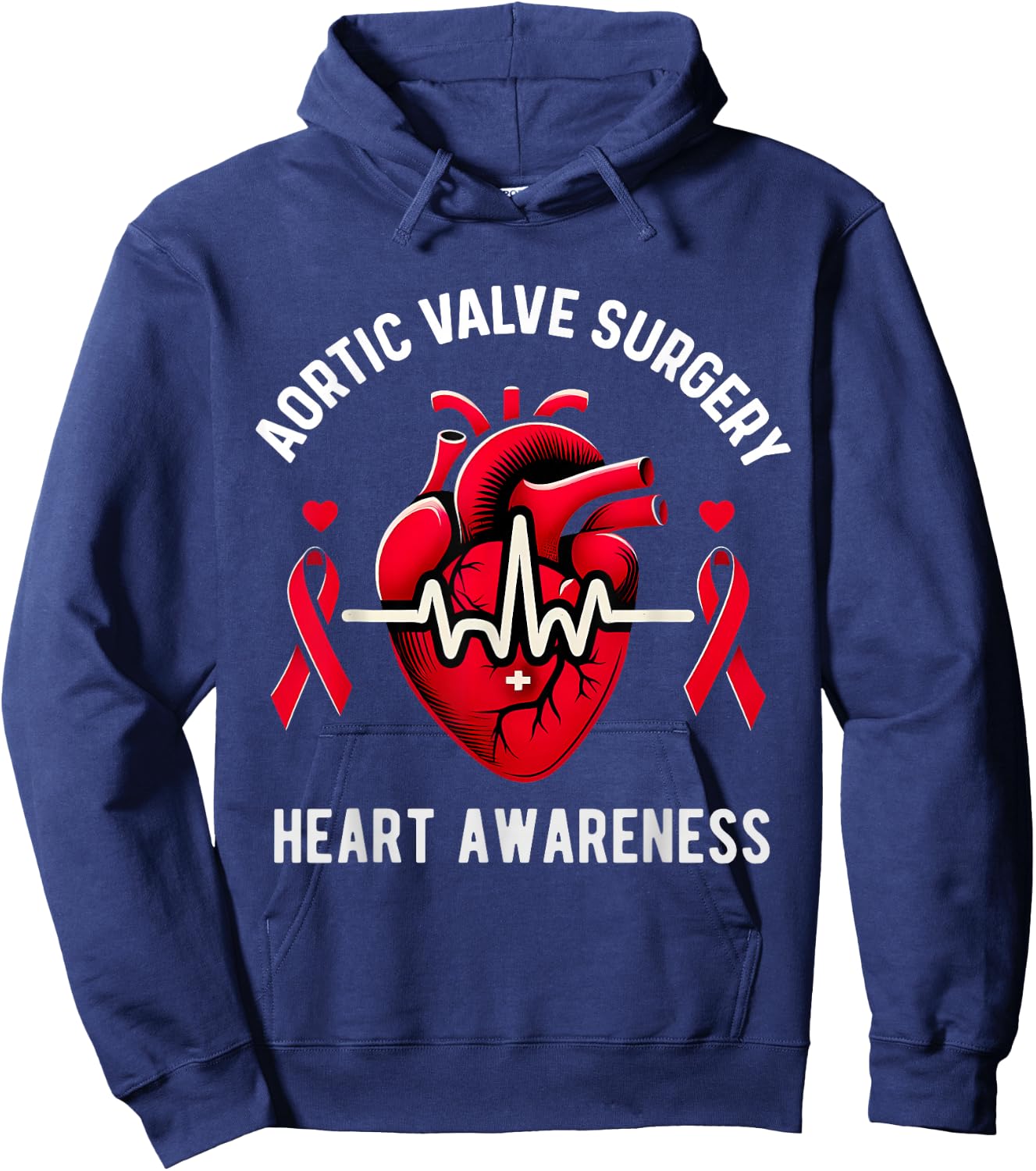 Heart Valve Surgery Shirt Heart Awareness Hoodie - Hoodie | Navy