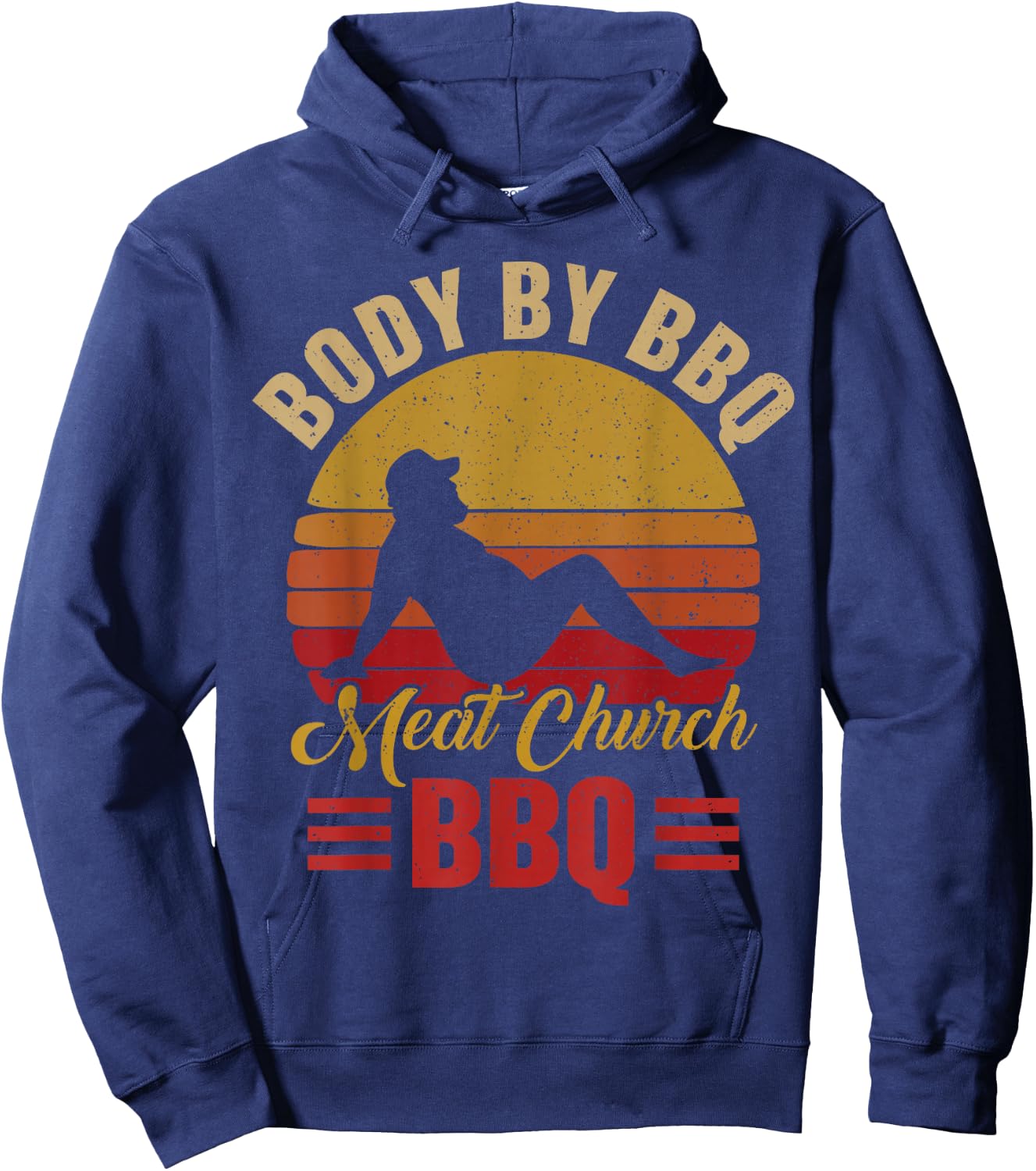 Body by BBQ Vintage Meat Church Grilling Barbecue Hoodie - Hoodie | Navy