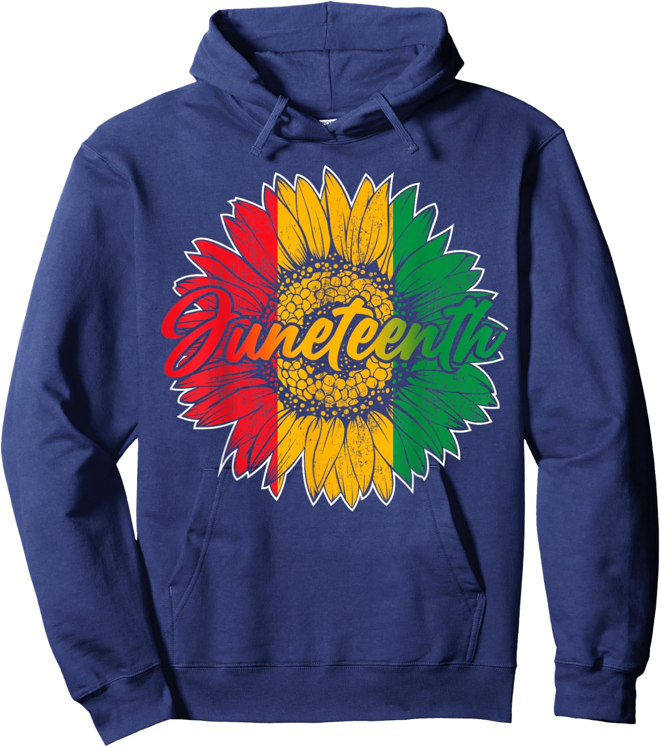Juneteenth Sunflower African American Women Men Juneteenth Hoodie - Hoodie | Navy