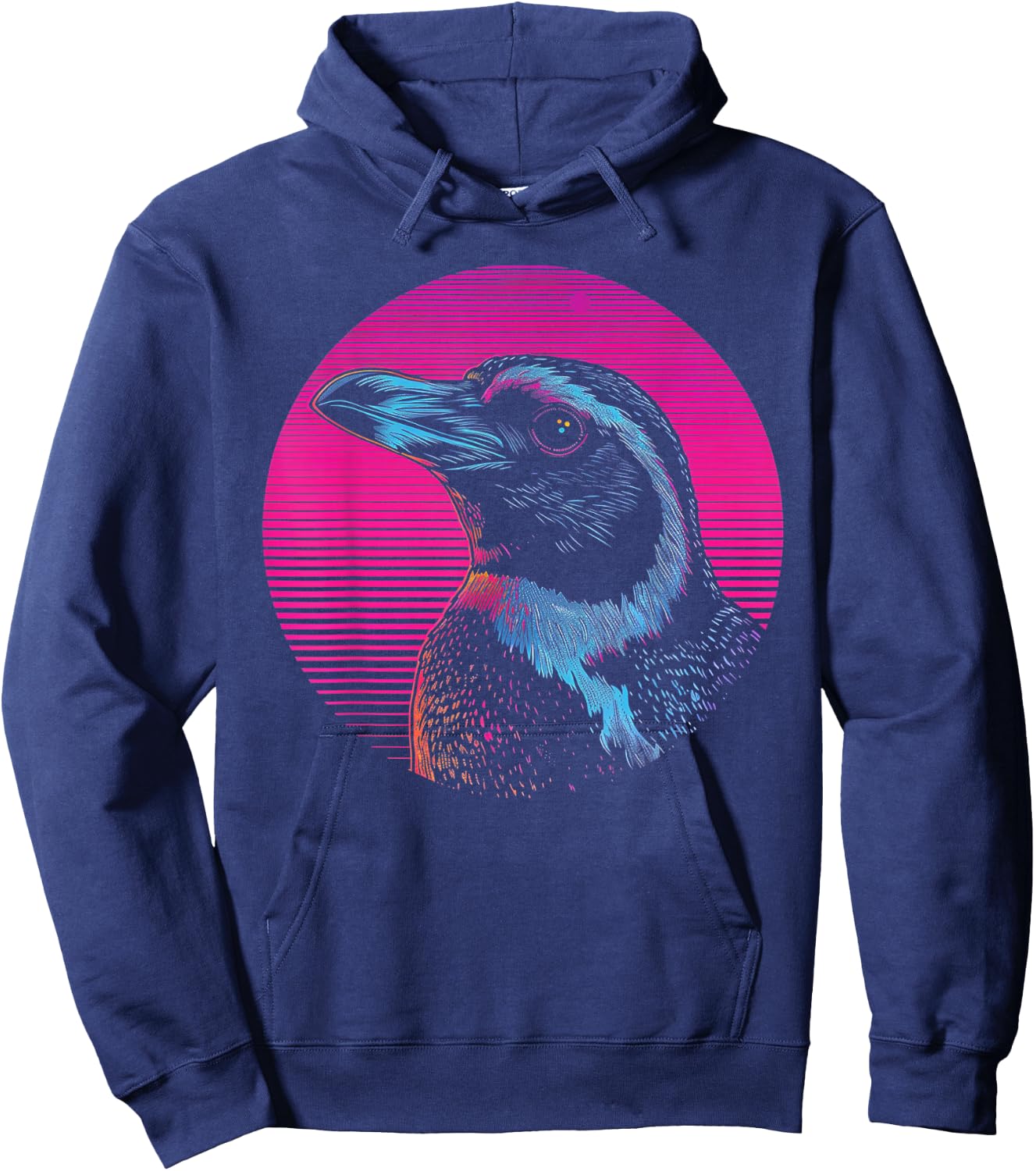 Penguin Vaporwave Aesthetic Vintage Synthwave 80s 90s Retro Hoodie - Hoodie | Navy