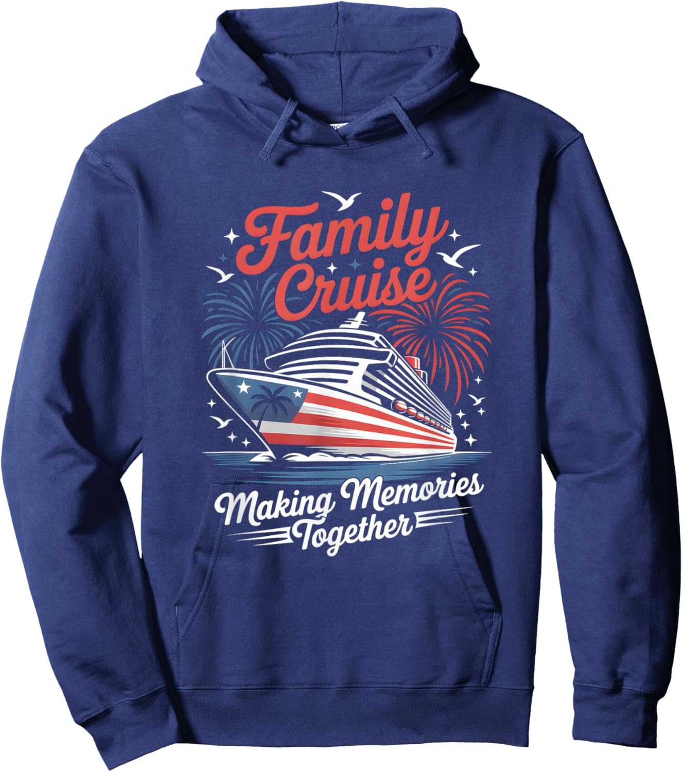Family Cruise 4th of July Patriotic USA American Flag Party Hoodie - Hoodie | Navy