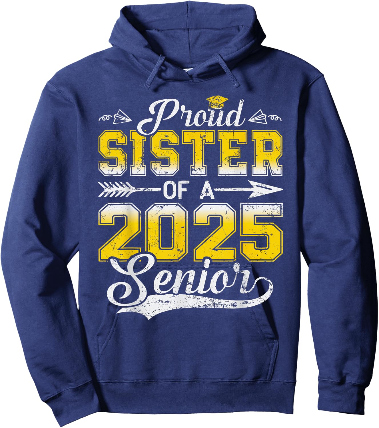 Proud Mom of a 2025 Senior Graduate, Funny Vintage Hoodie - Hoodie | Navy