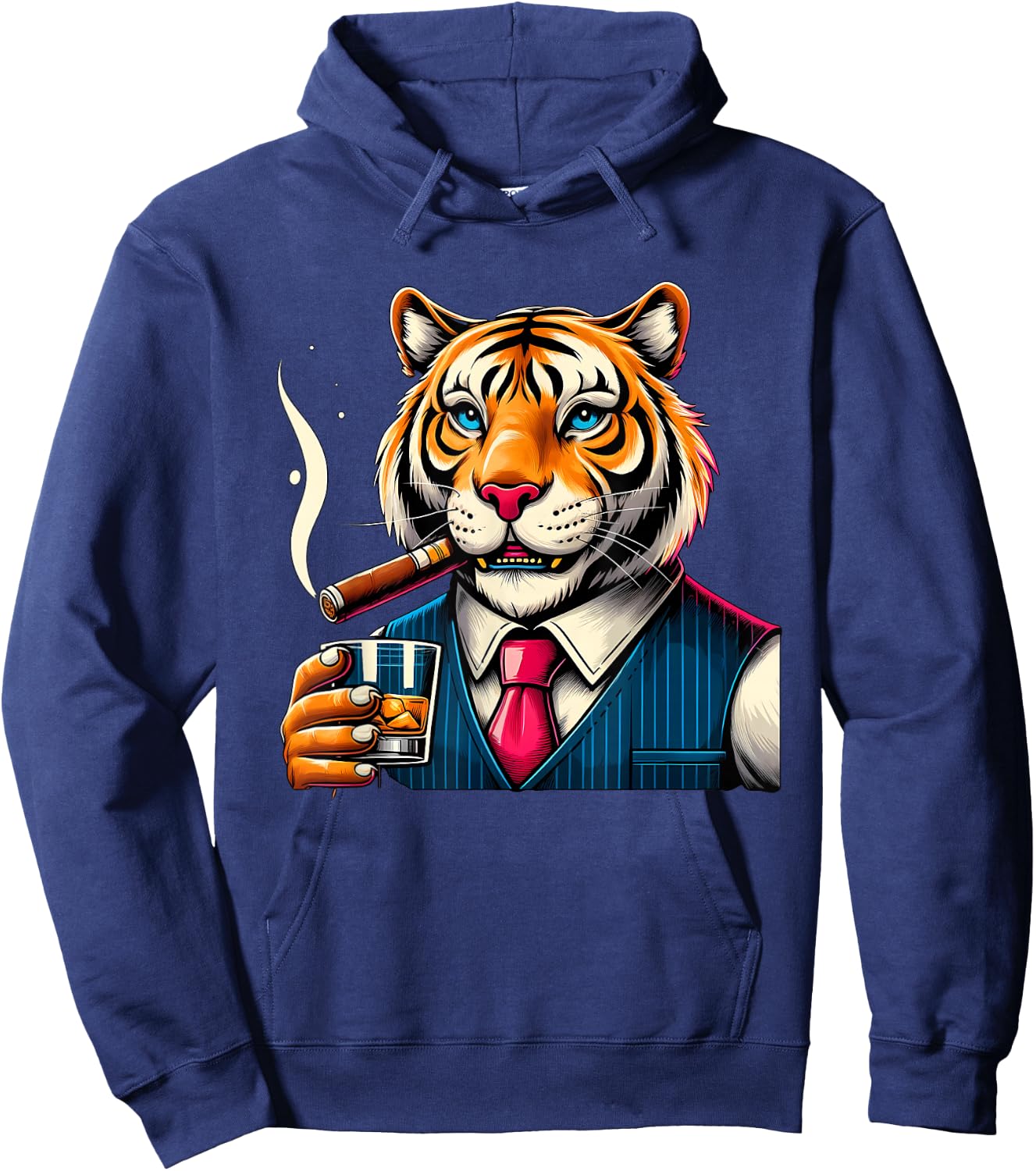 Bengal Tiger Cigar And Whiskey Hoodie - Hoodie | Navy