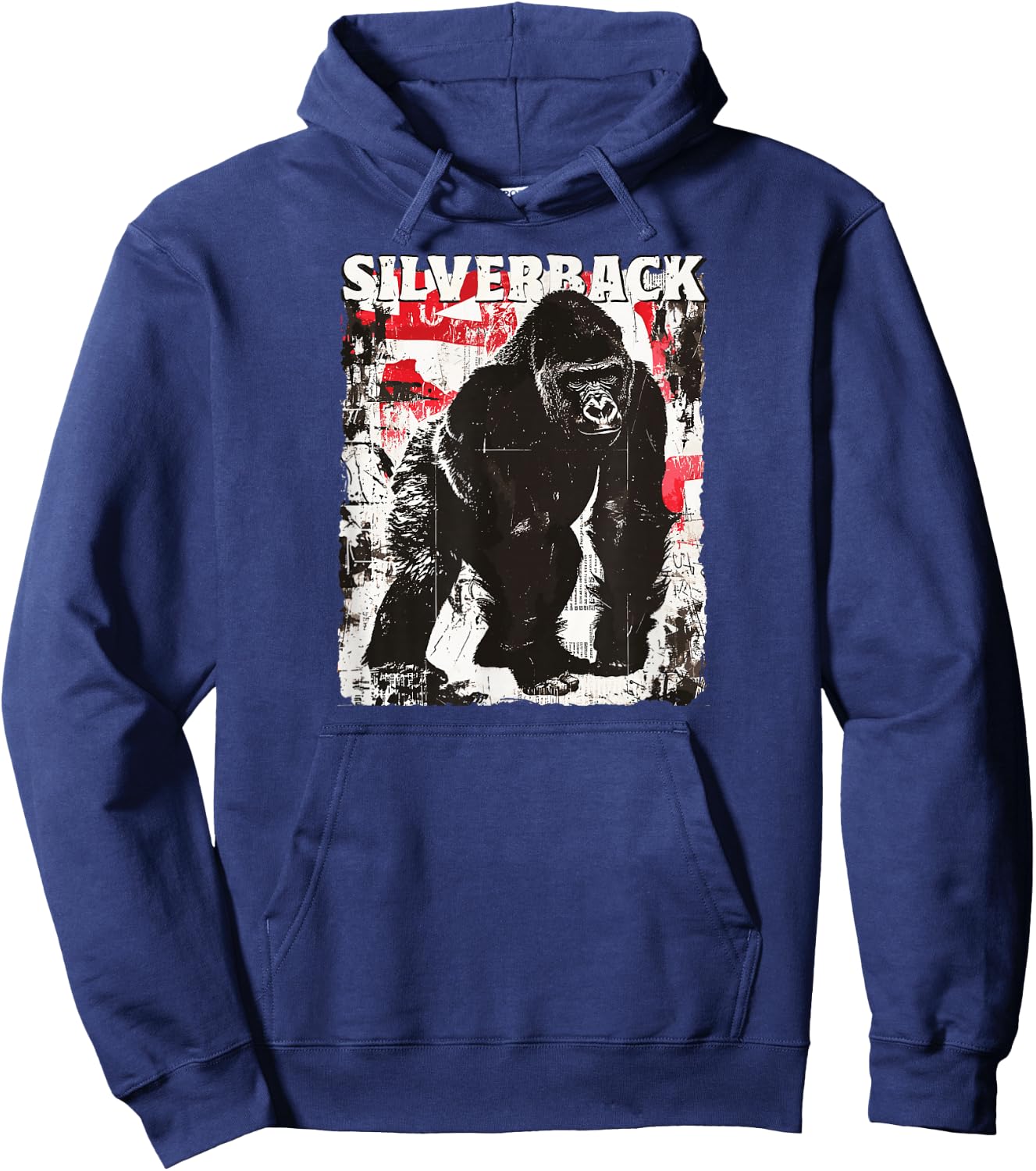 Gorilla Face Monkey Angry Growling Scary Silverback Gorilla Hoodie - Hoodie | Navy