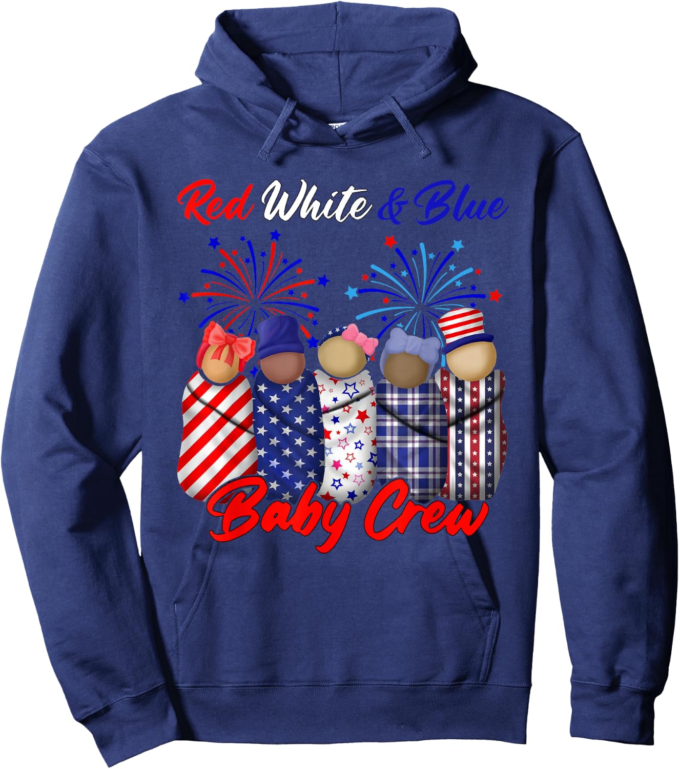 Red White And Blue Baby Crew 4th Of July Nicu Nurse Hoodie - Hoodie | Navy