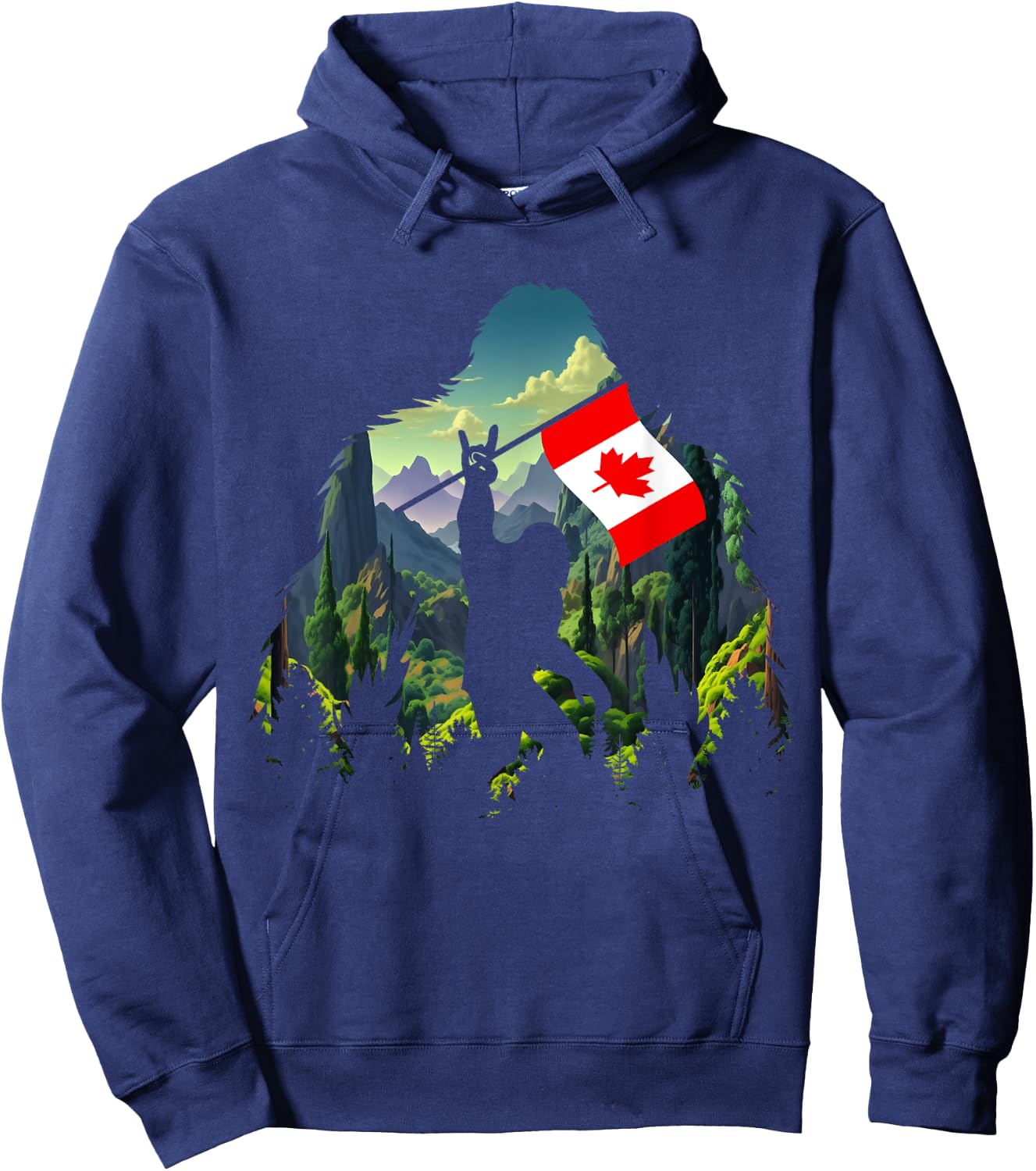 Bigfoot Lover Camper Maple Leaf Canadian Flag Canada Day Hoodie - Hoodie | Navy