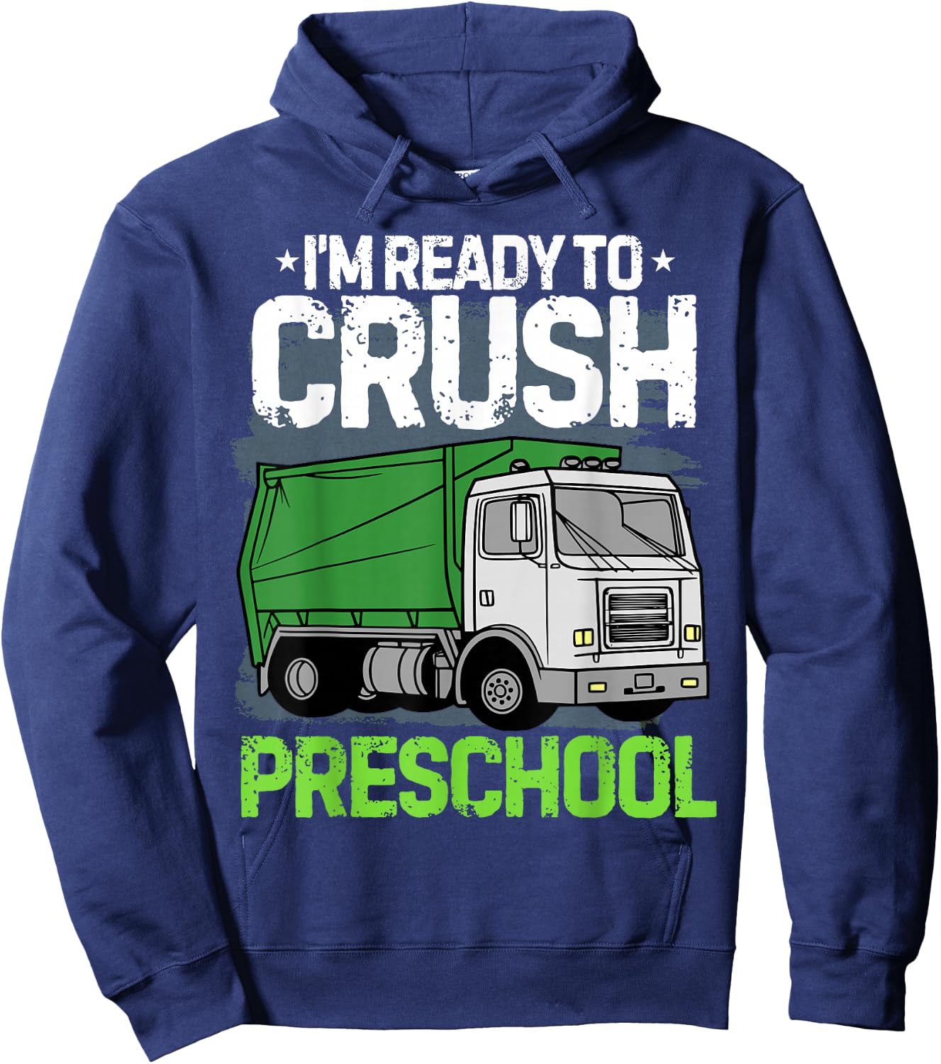 Back To School First Day Of Preschool Garbage Truck Boys Hoodie - Hoodie | Navy