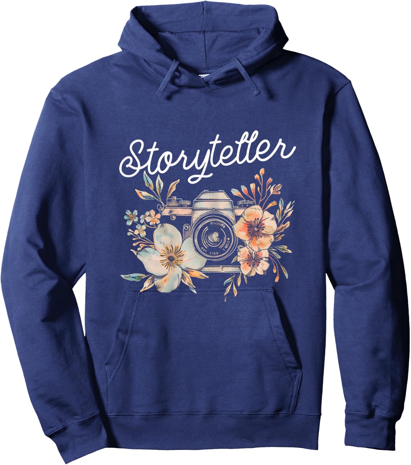 Photographer Storyteller Vintage Camera Flowers Photography Hoodie - Hoodie | Navy