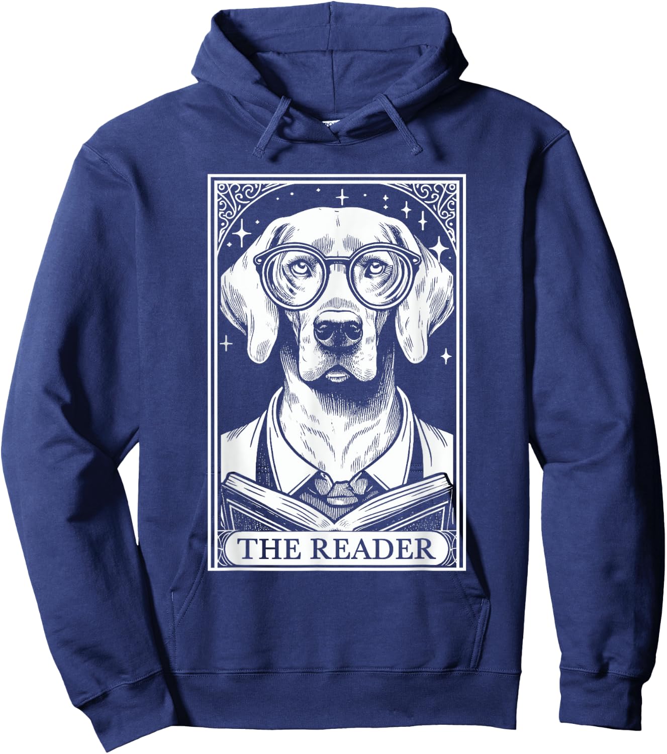 Tarot Card Vintage Weimaraner Dog Book Lover The Reader Hoodie - Hoodie | Navy