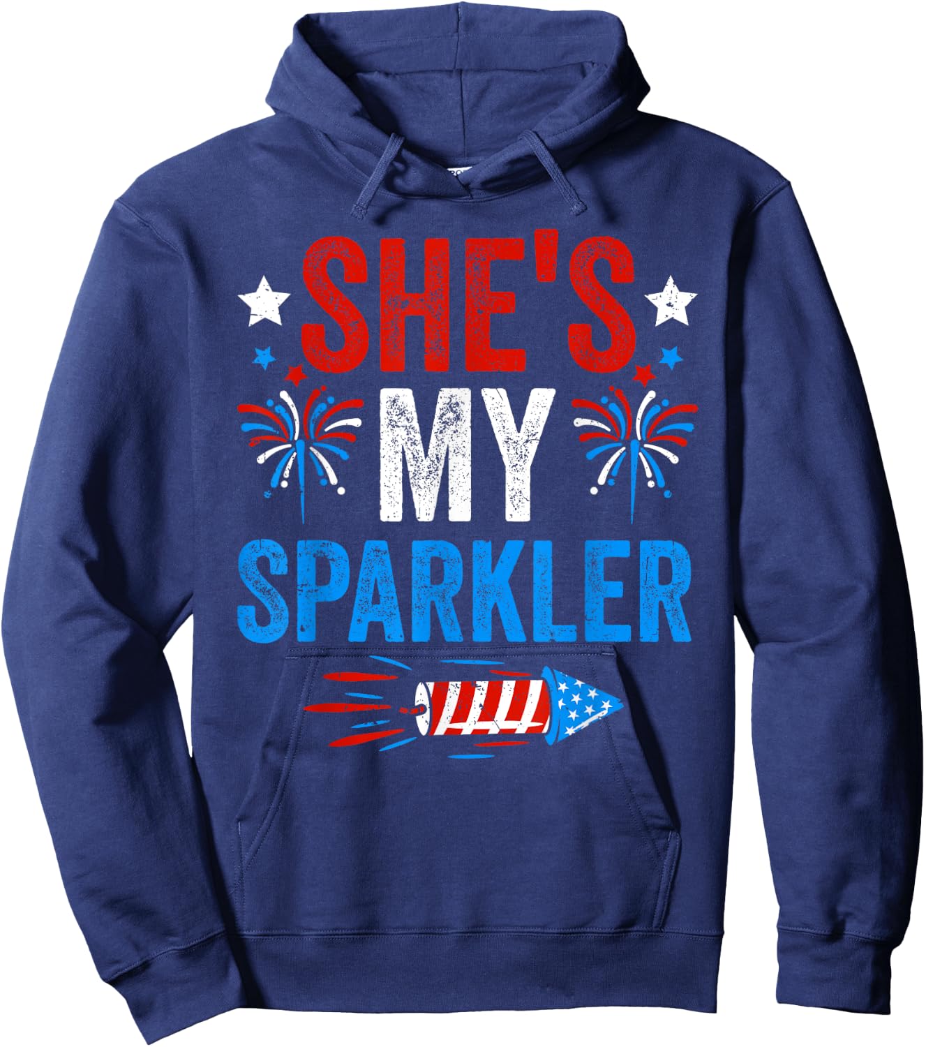She's My Sparkler His And Hers 4th of July Matching Couples Hoodie - Hoodie | Navy