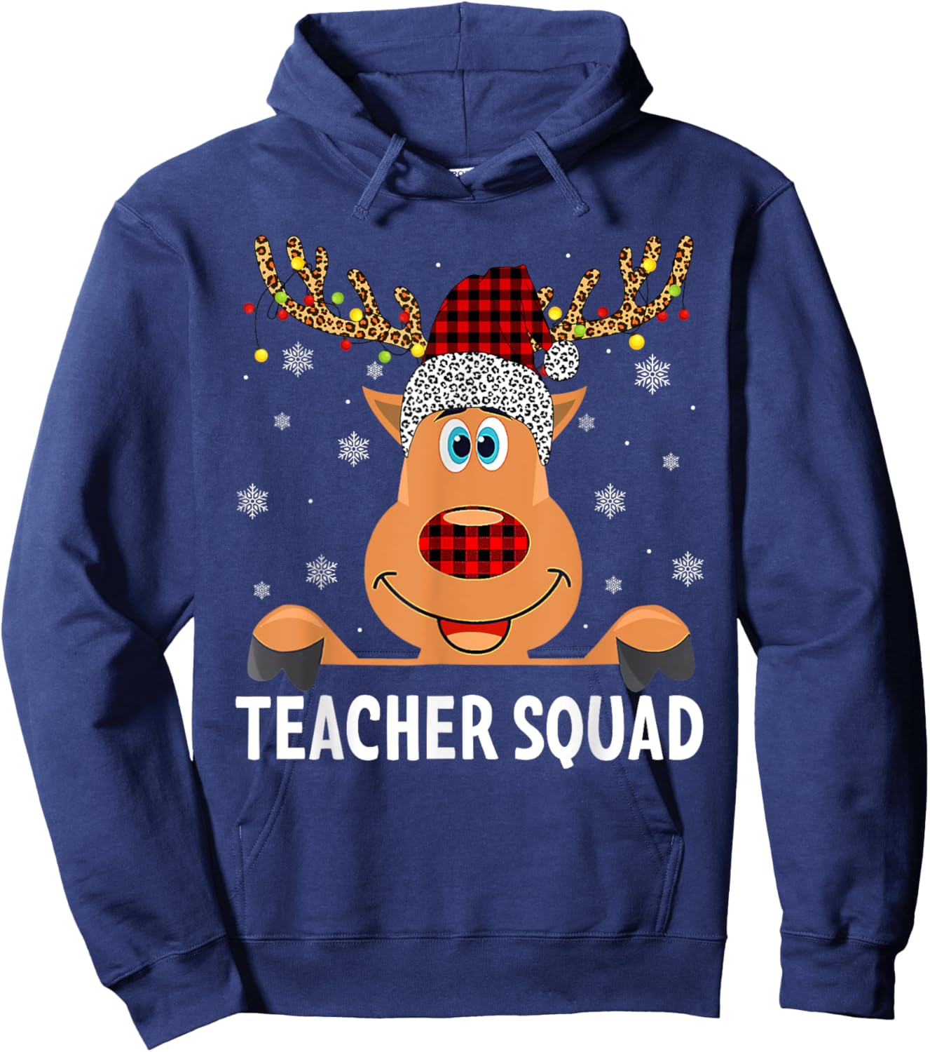 Teacher Squad Reindeer Funny Teacher Christmas Xmas Hoodie - Hoodie | Navy