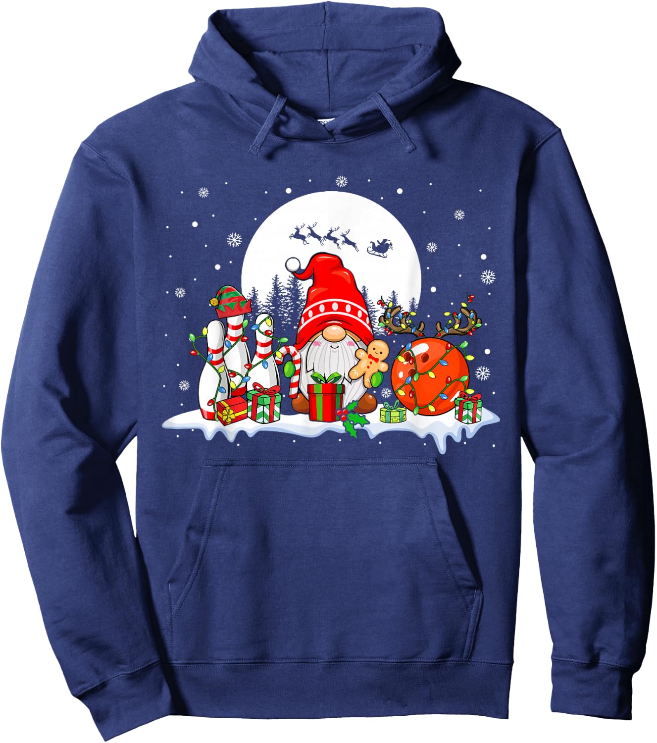 Gnome With Bowling Equipment Christmas Costume Player Fan Hoodie - Hoodie | Navy