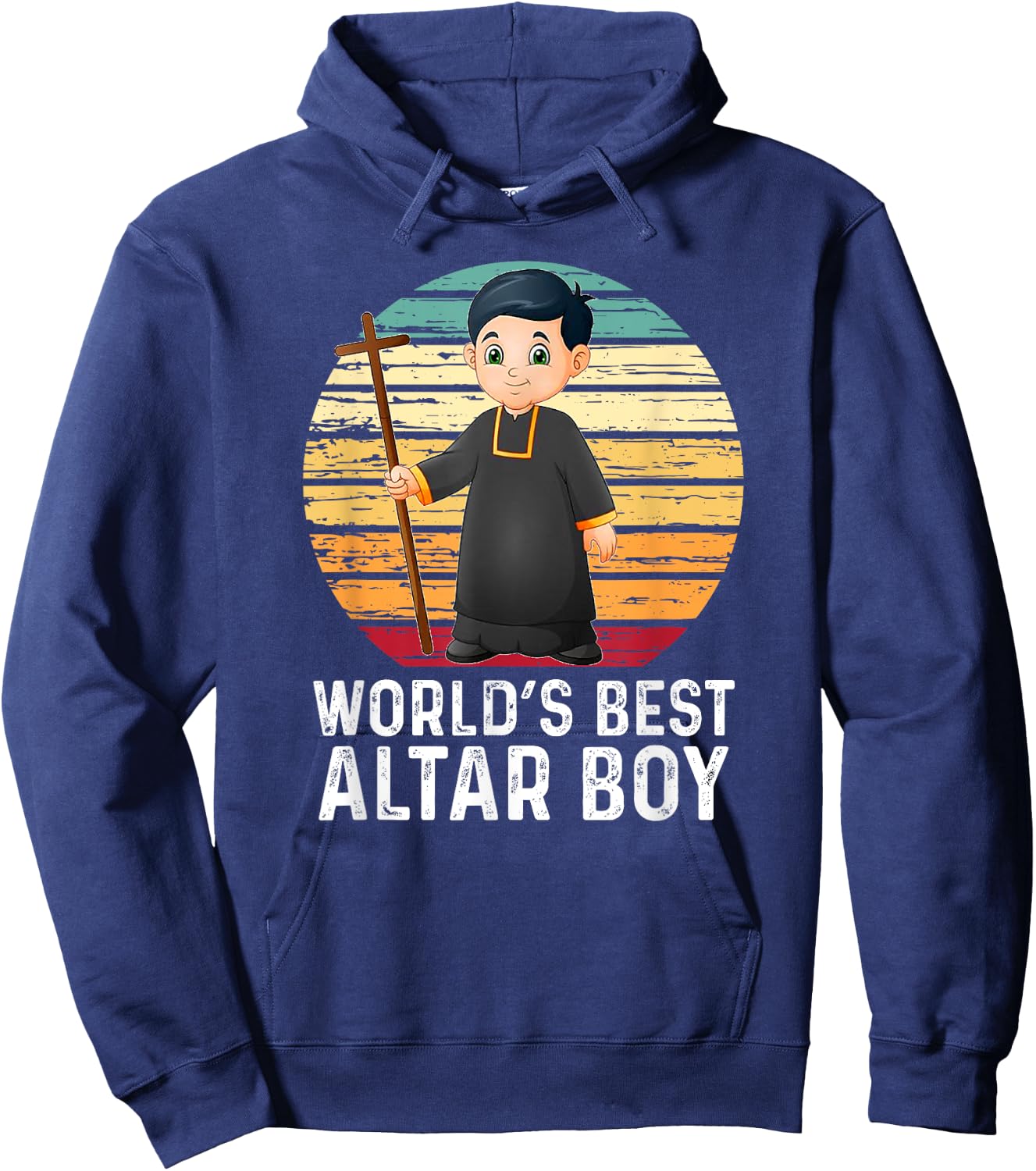 Vintage World's Best Altar Boy Catholic Hoodie - Hoodie | Navy
