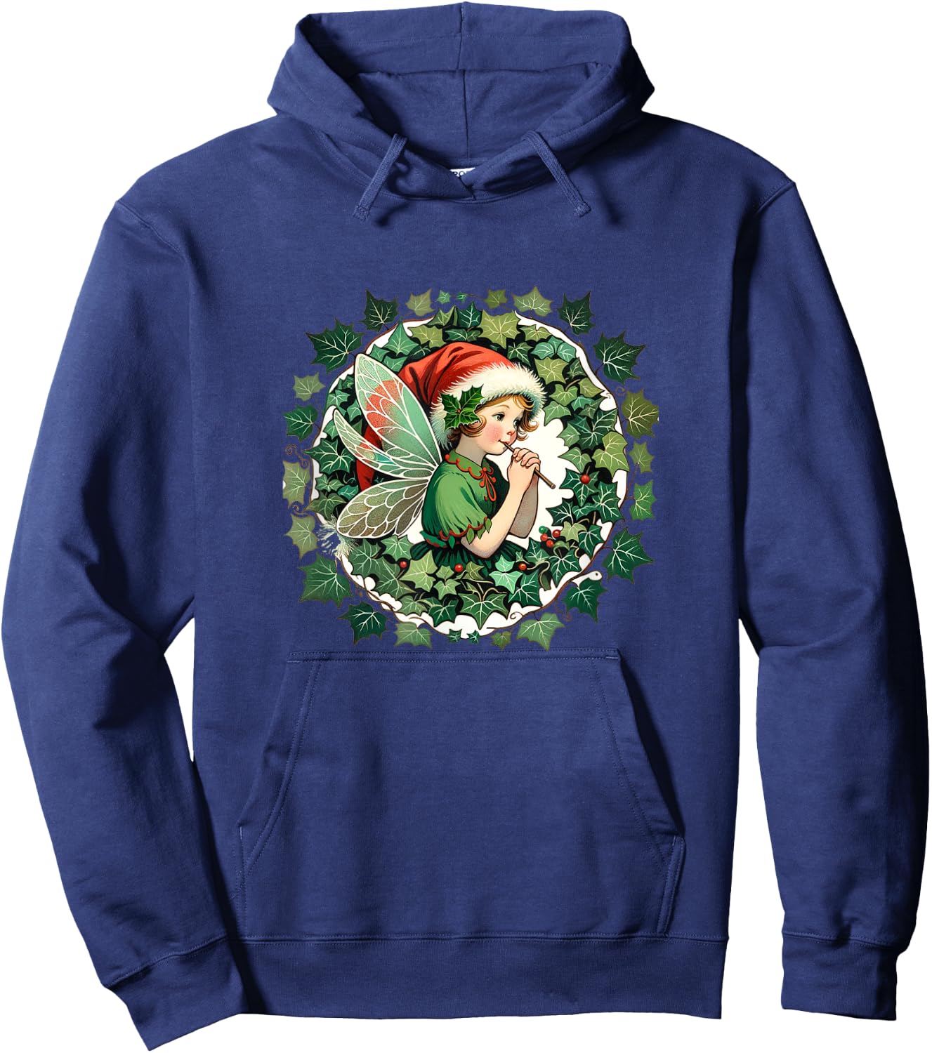 Yule Fairy Cute Ivy Wreath Hoodie - Hoodie | Navy