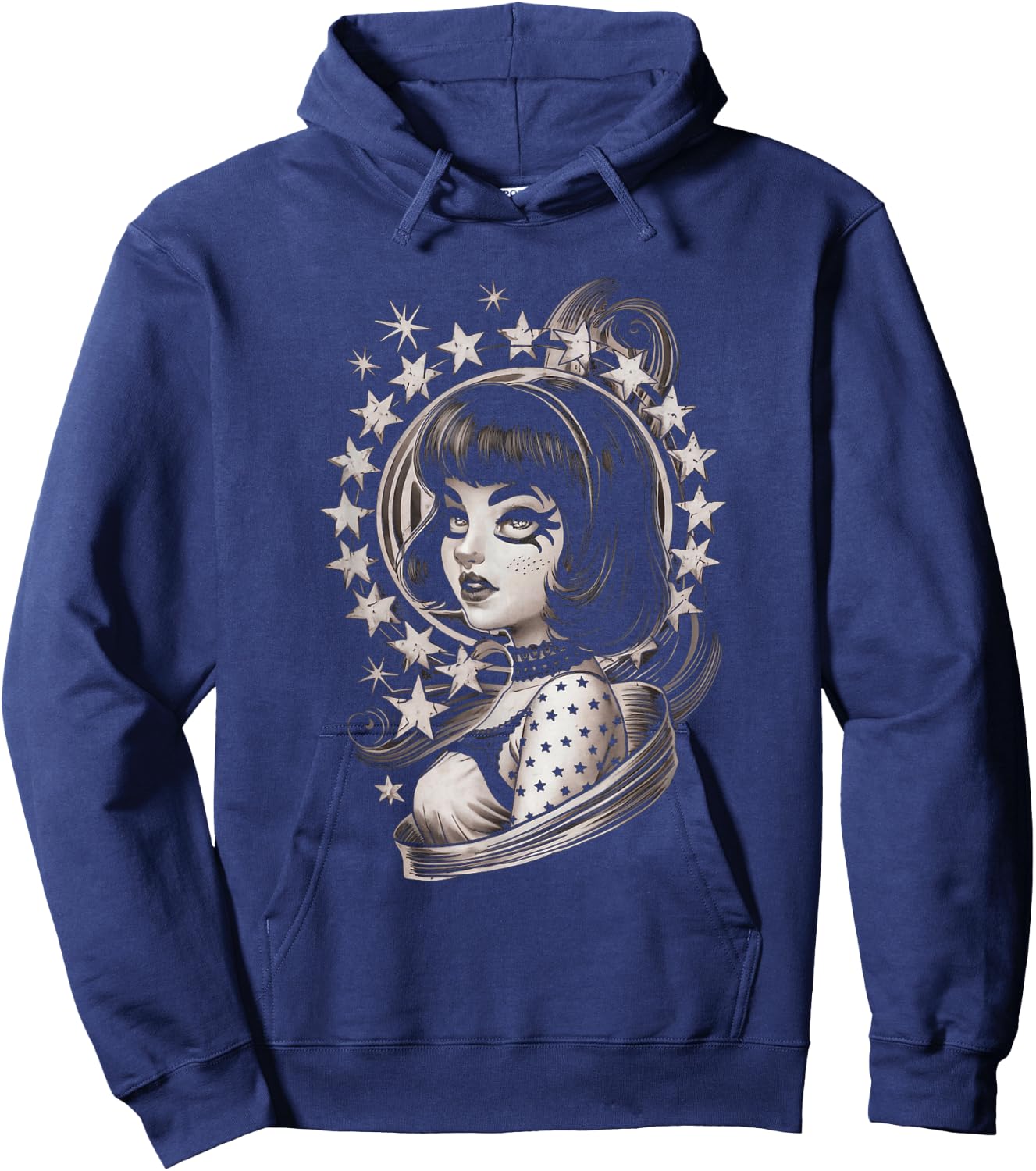 Vintage Tattoo Goth Girl Retro Rockabilly Art Hoodie - Hoodie | Navy