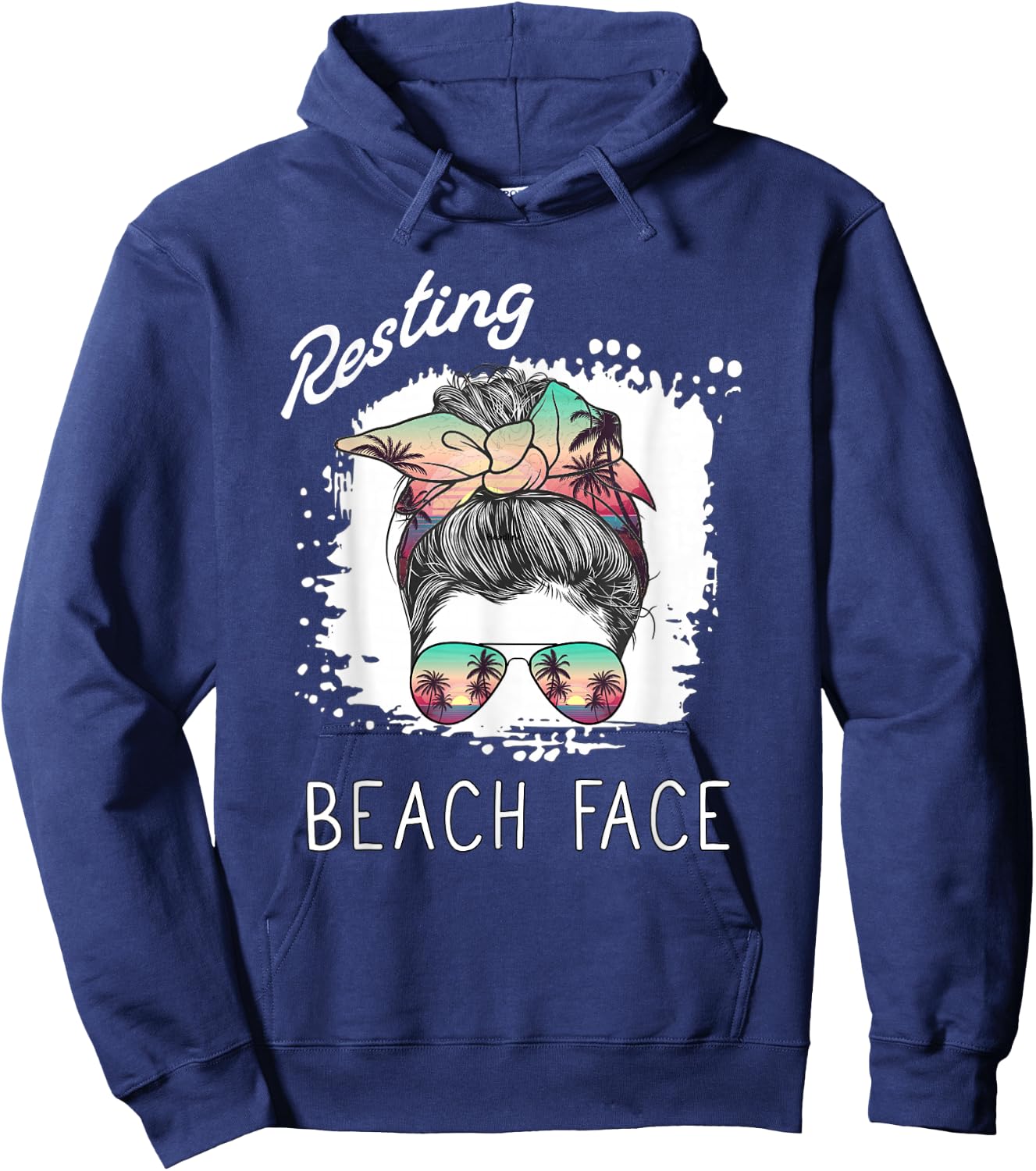 Resting Beach Face Funny Retro Beach Vacation Hoodie - Hoodie | Navy