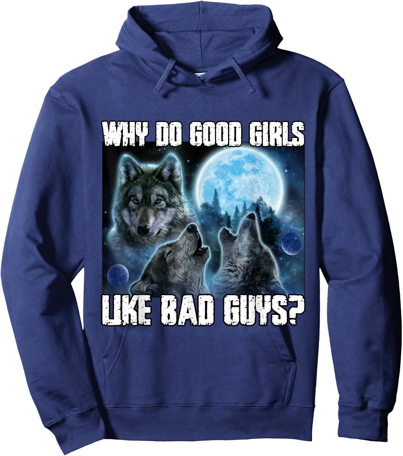 Human By Chance Alpha By Choice Funny Werewolf Wolf Meme Hoodie - Hoodie | Navy