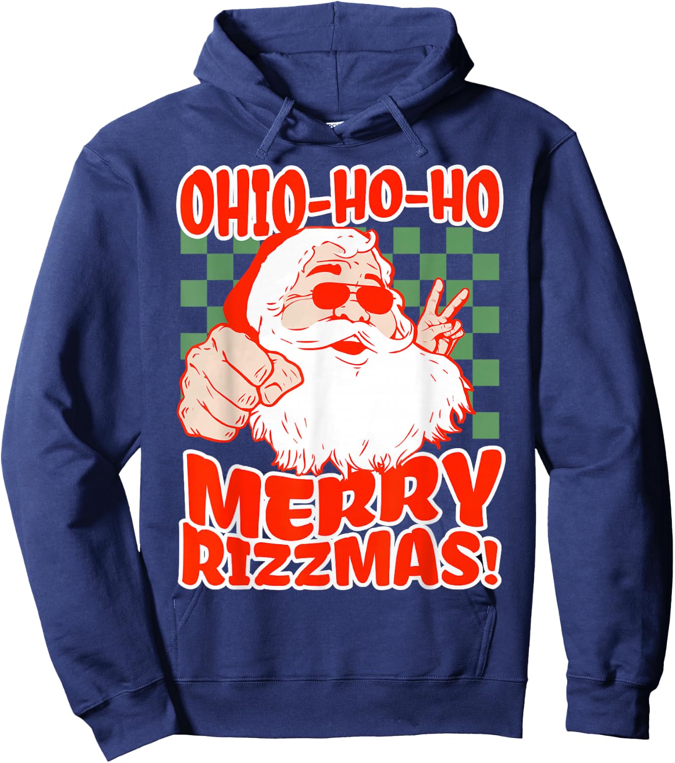 Ohio Merry Rizzmas Rizzler Santa Christmas Meme Brainrot Hoodie - Hoodie | Navy