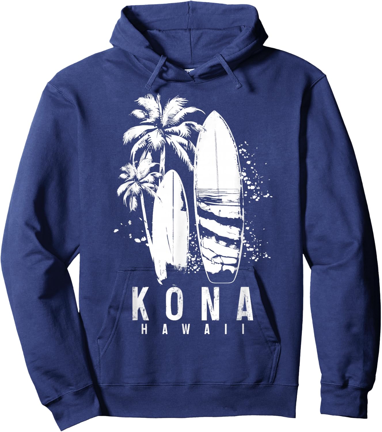 Kona Hawaii Hawaiian Surf Vintage Surfing Surfer Hoodie - Hoodie | Navy
