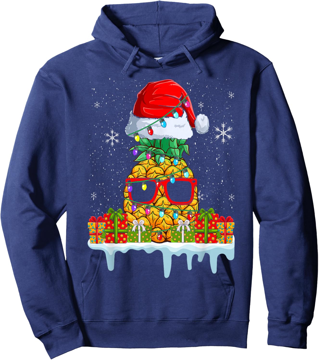 Tropical Funny Christmas Pineapple Hoodie - Hoodie | Navy