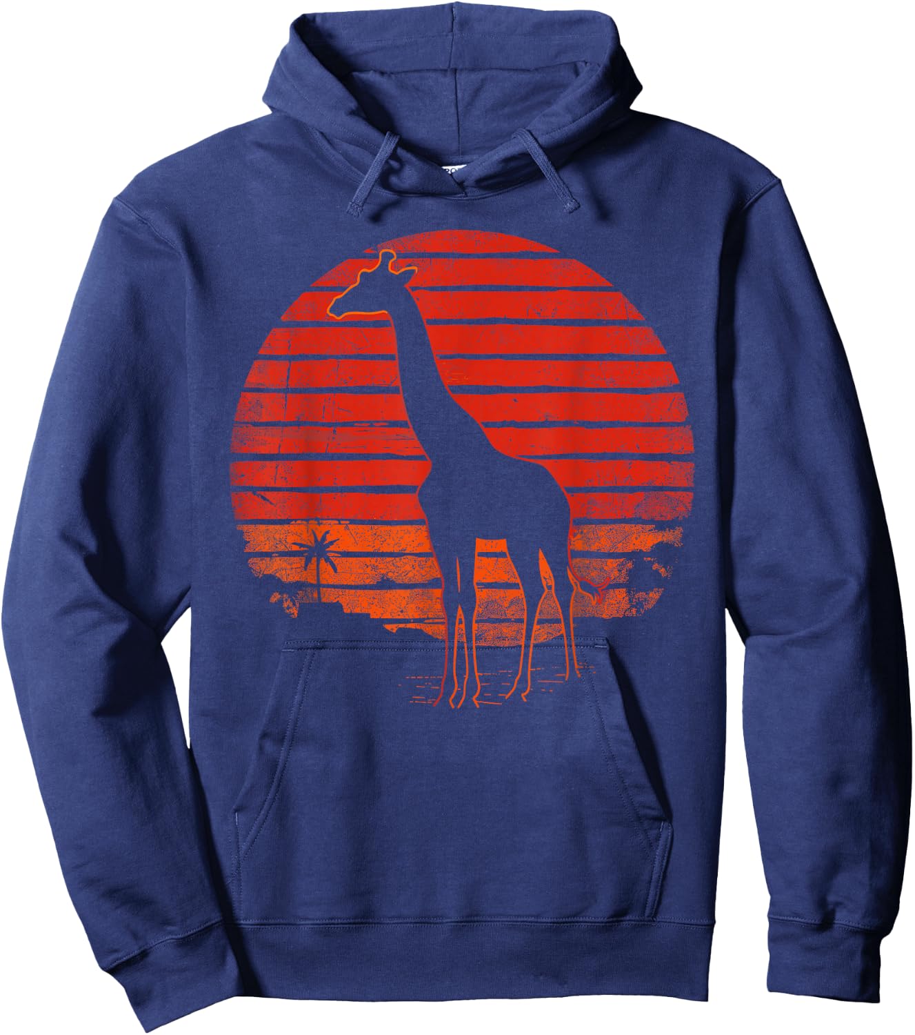 Vintage Giraffe 80s Funny Giraffe Lover Wild Animals Lover Hoodie - Hoodie | Navy