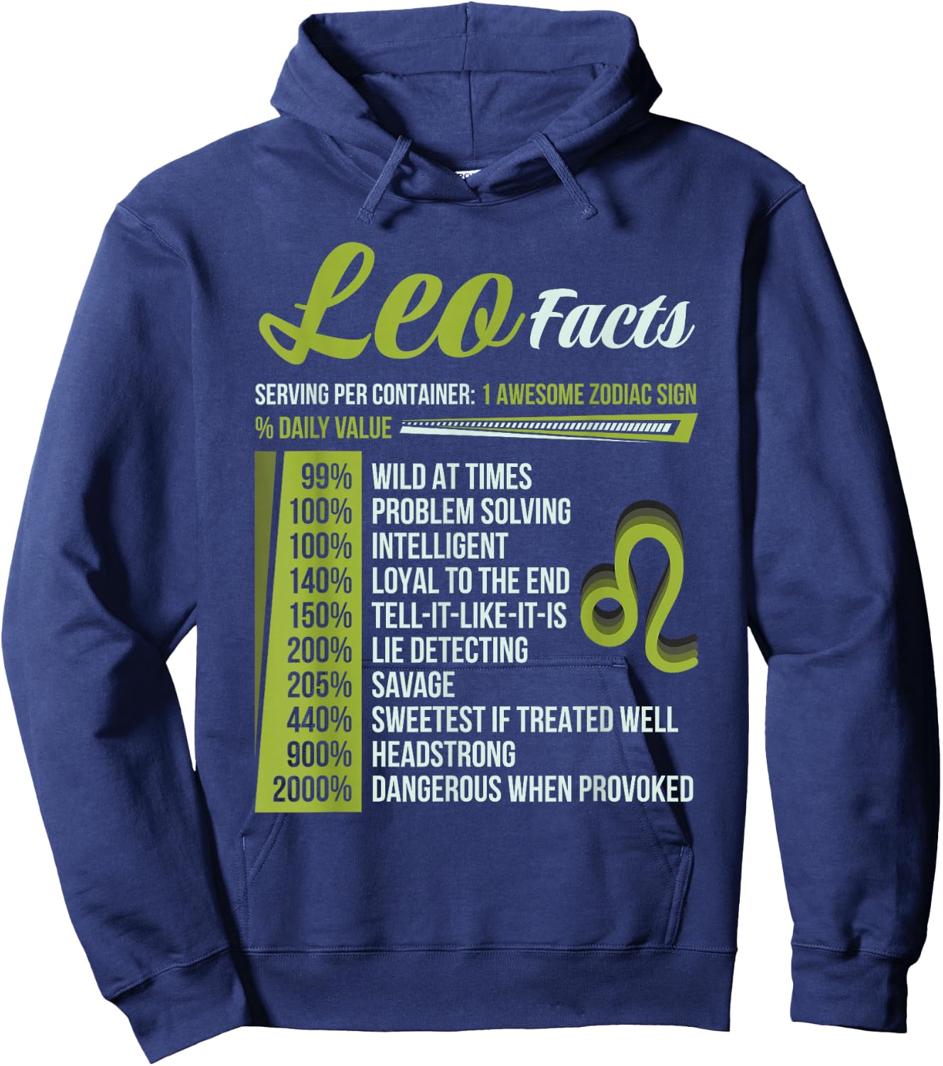 Leo Facts Traits Horoscope Zodiac Astrological Sign Funny , Small, Black Hoodie - Hoodie | Navy