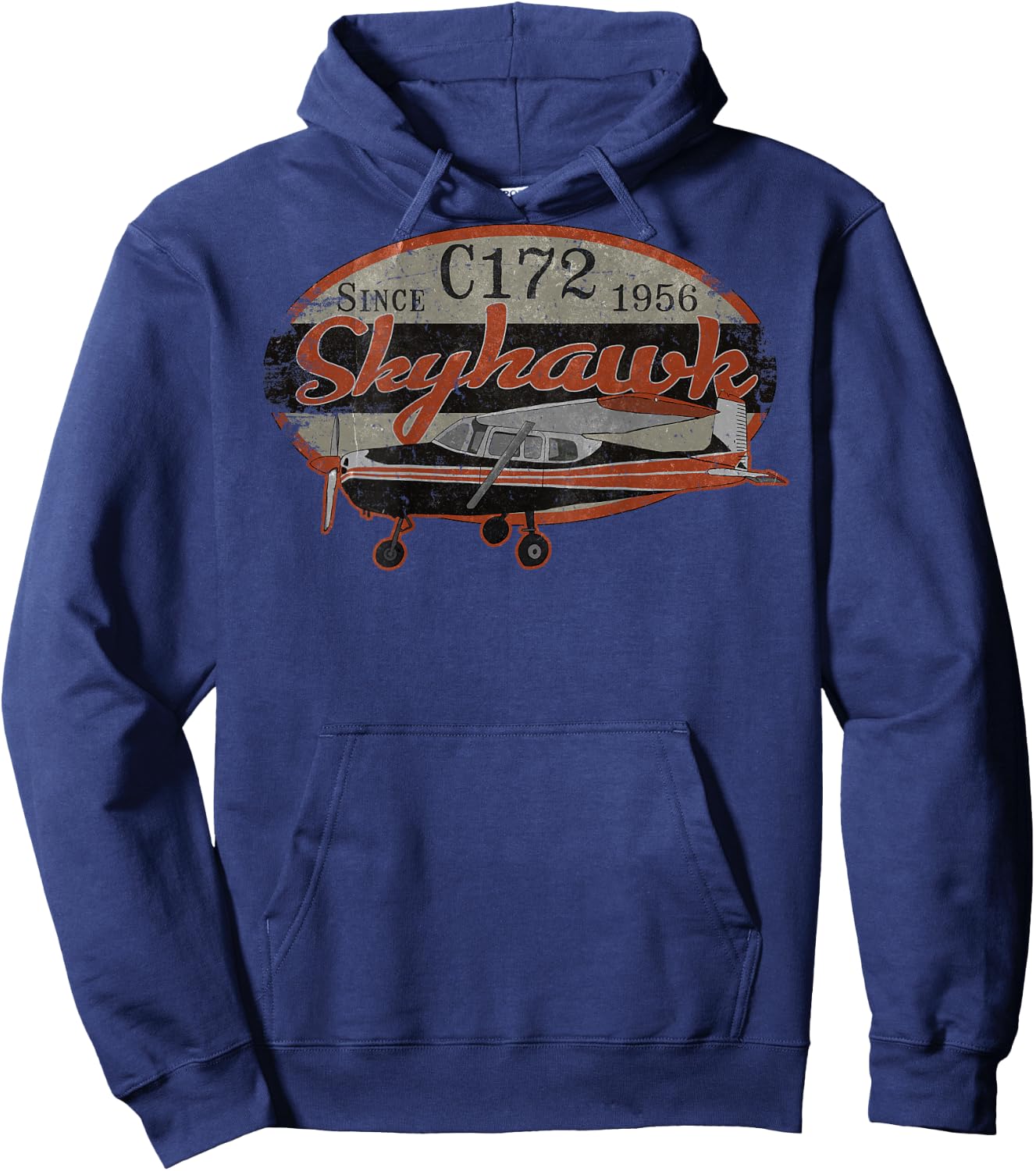172 Skyhawk Vintage Retro Airplane Flying Pilot | BACK PRINT Hoodie - Hoodie | Navy