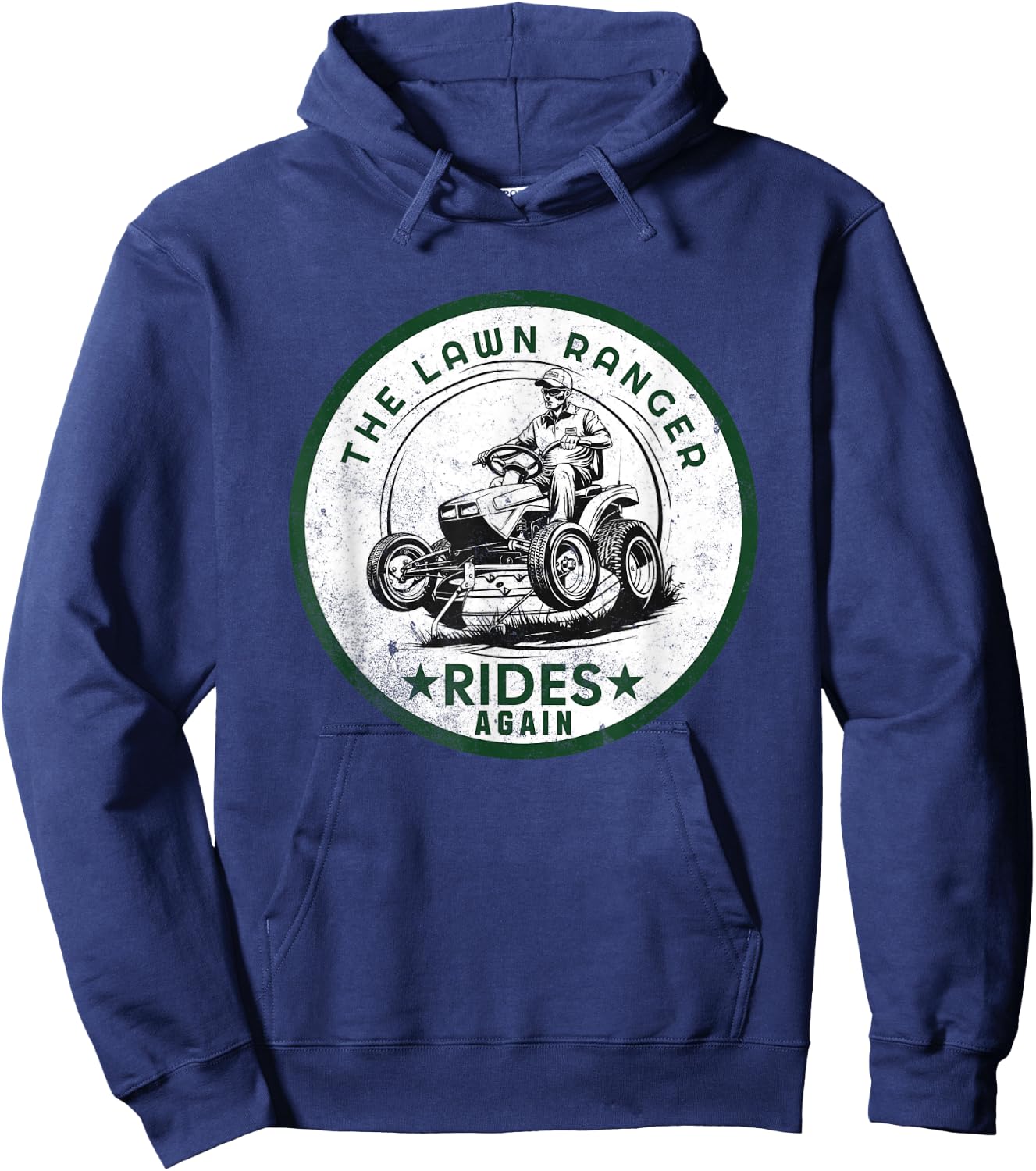 The Lawn Ranger Rides Again Landscaping Lawn Mowing Hoodie - Hoodie | Navy