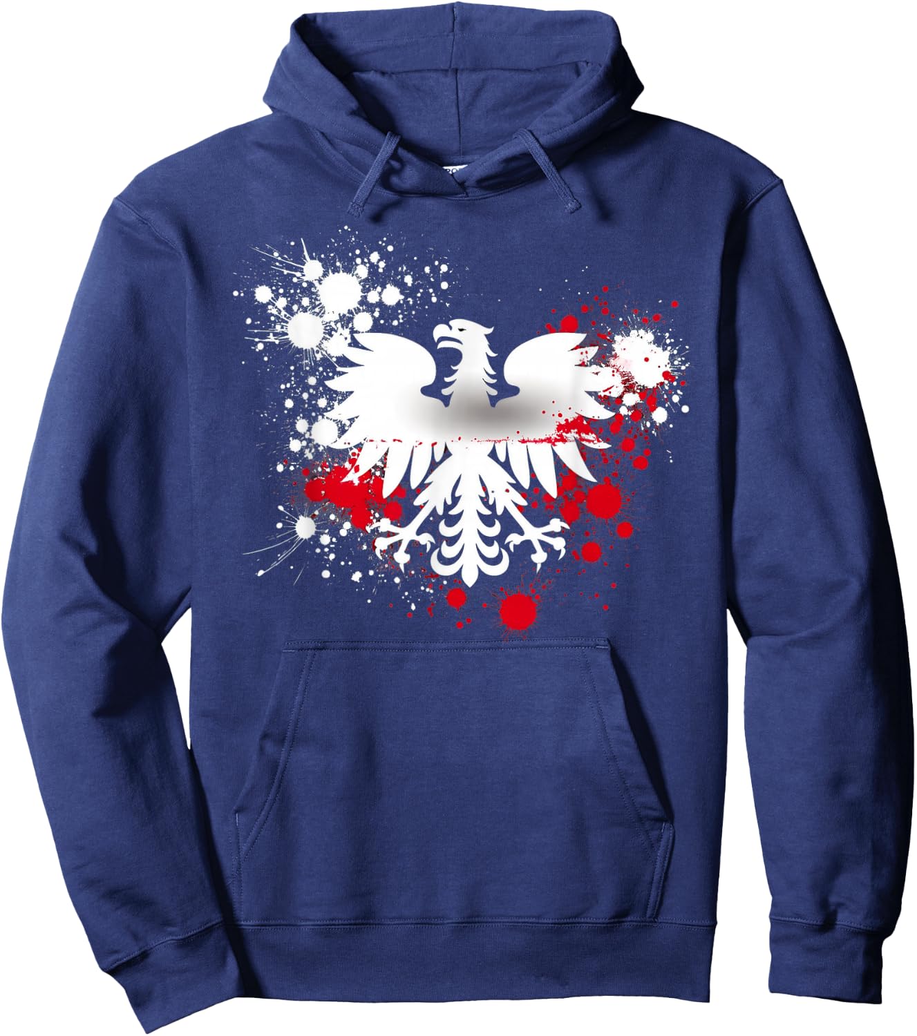 Poland Flag Paint Splatter White Eagle Polska Polish Pride Hoodie - Hoodie | Navy