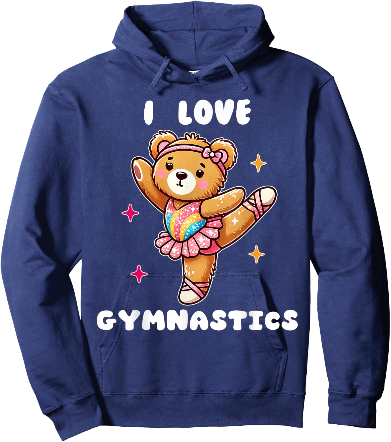 I Love Gymnastic Teddy Bear Gymnastics Cute Tiny Gymnast Hoodie - Hoodie | Navy