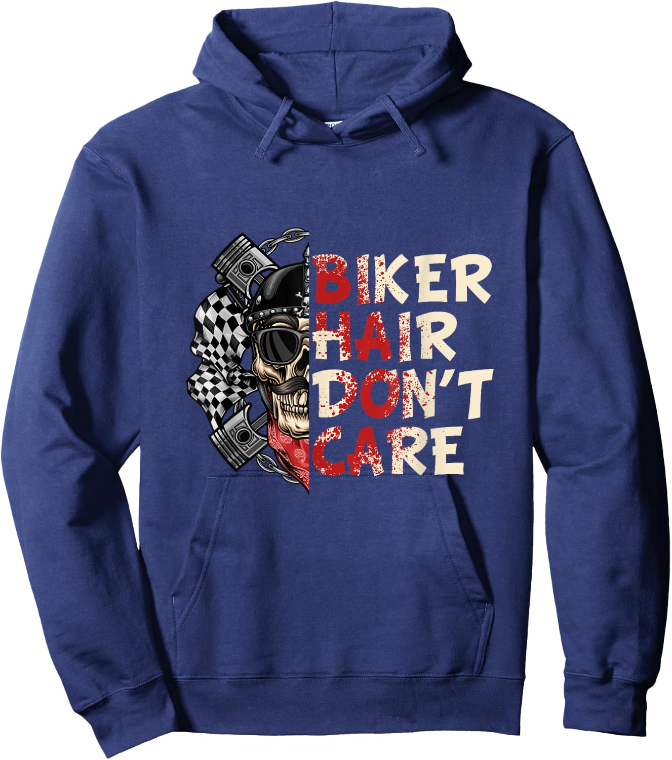 Biker Hair Don't Care Funny Biker a Biker Wife Motorcycle Hoodie - Hoodie | Navy