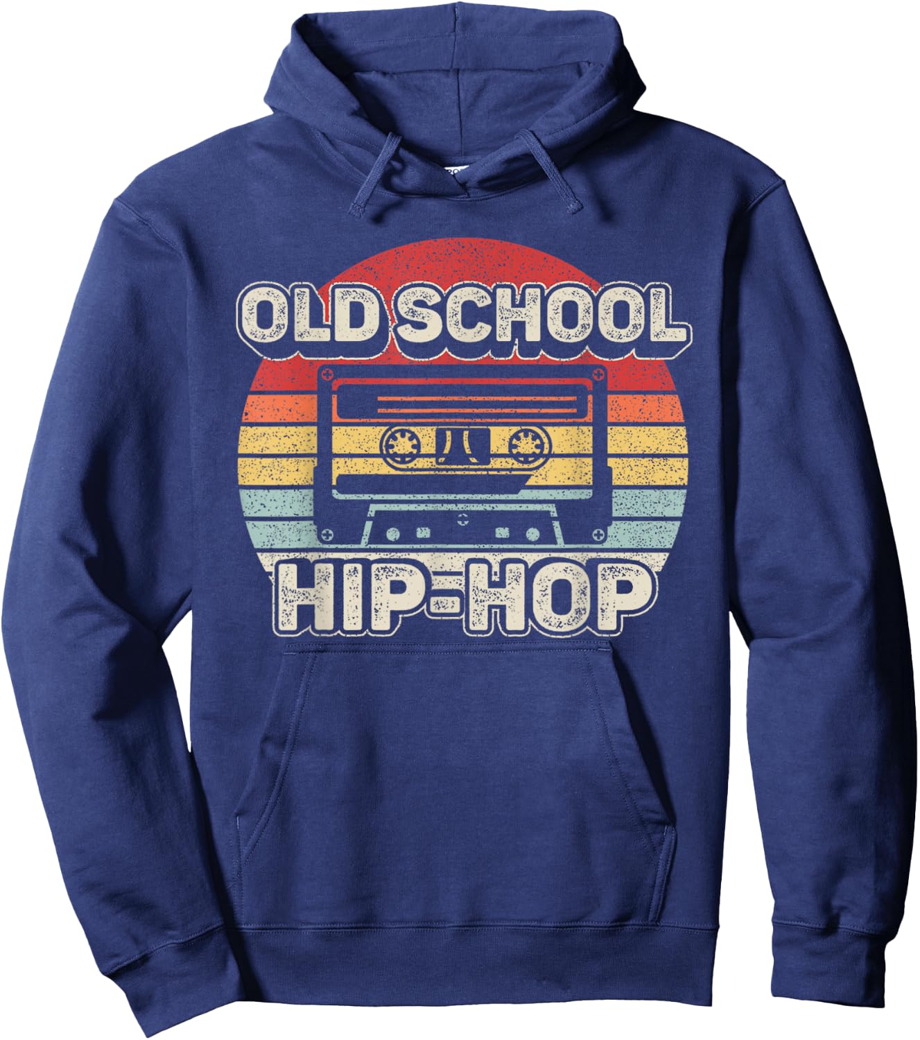 Vintage Retro Old School Hip Hop 80s 90s Cassette Music Hoodie - Hoodie | Navy
