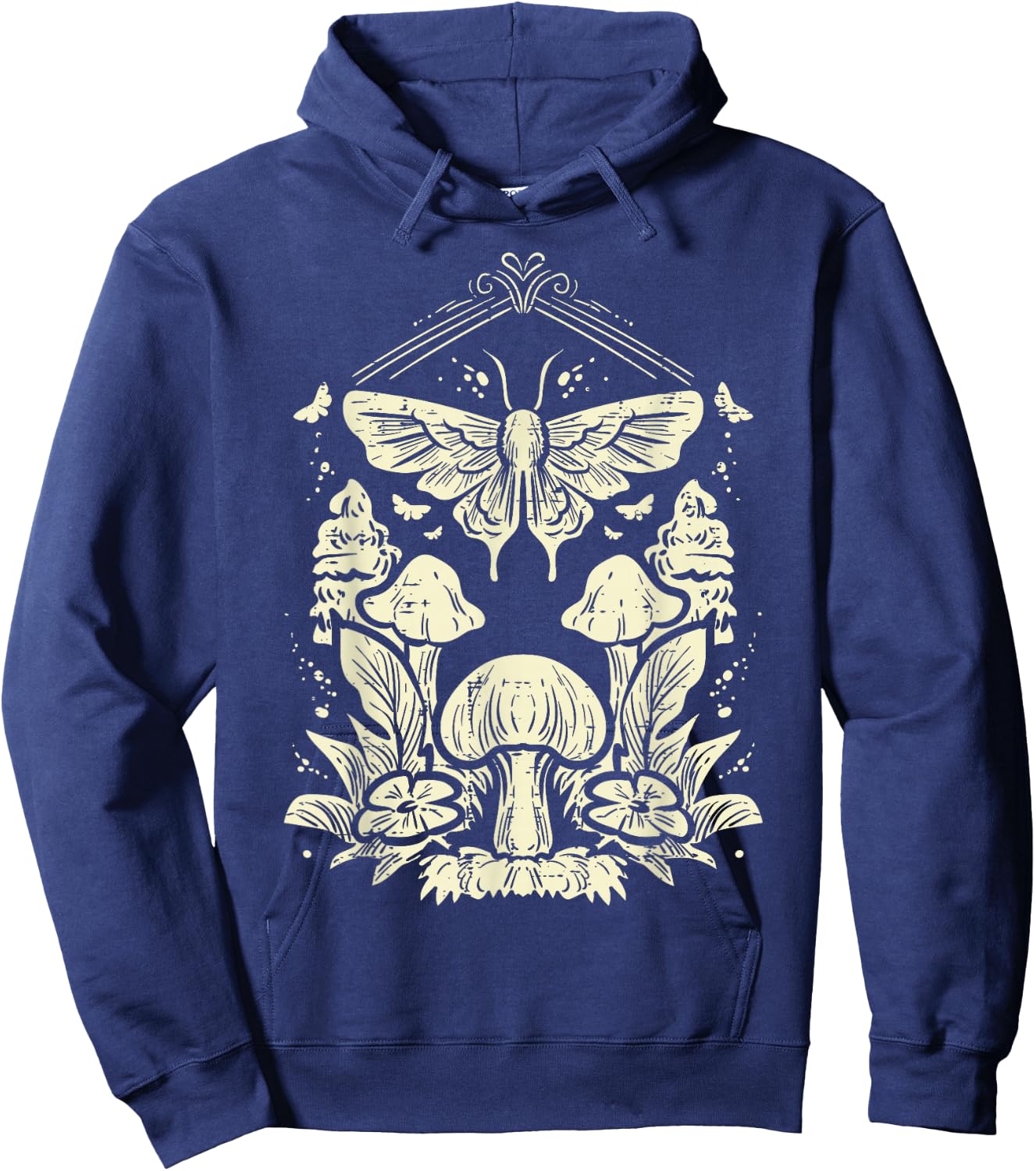 Moth Mushrooms Fairycore Fairy Grunge Nature Women Girls Kid Hoodie - Hoodie | Navy