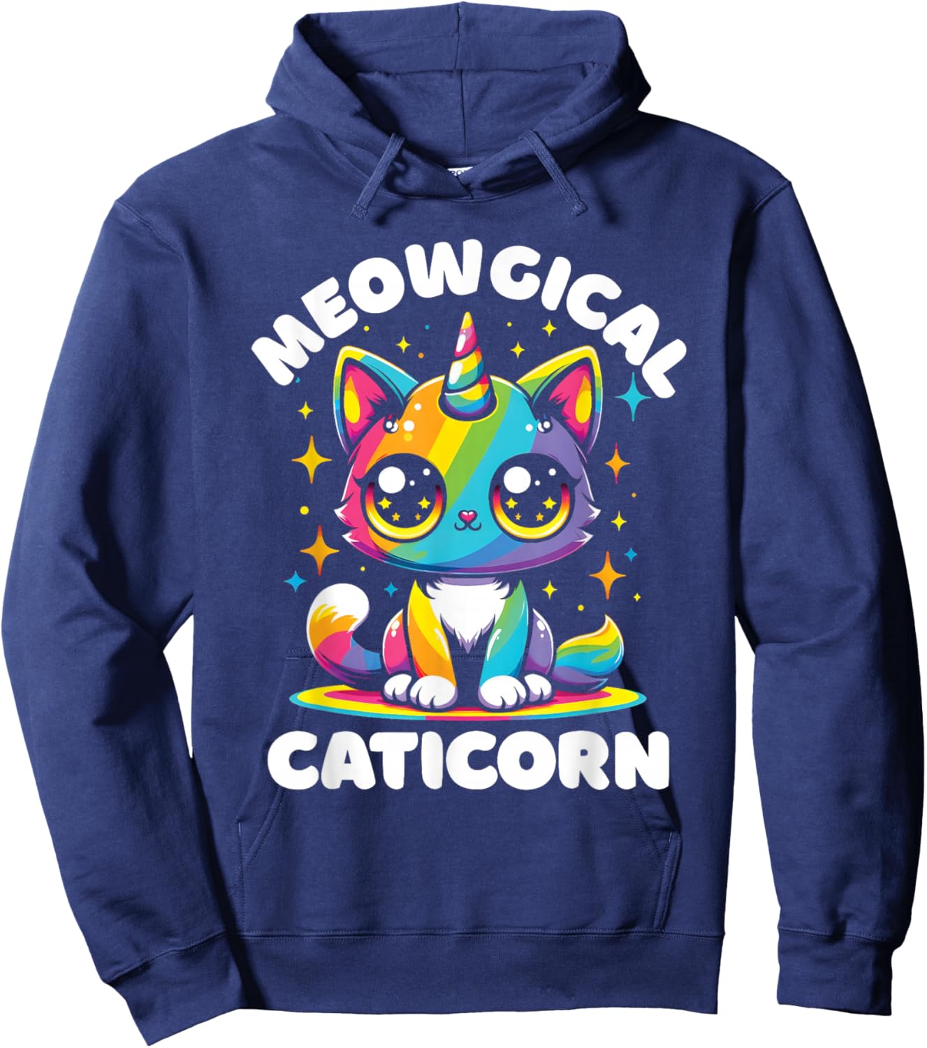Meowgical Caticorn Cat Unicorn Rainbow Kittycorn Hoodie - Hoodie | Navy