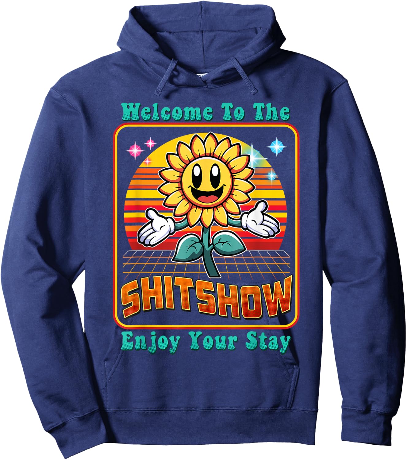 Welcome To The Shit Show Retro 60s 70s Leadership Supervisor Hoodie - Hoodie | Navy