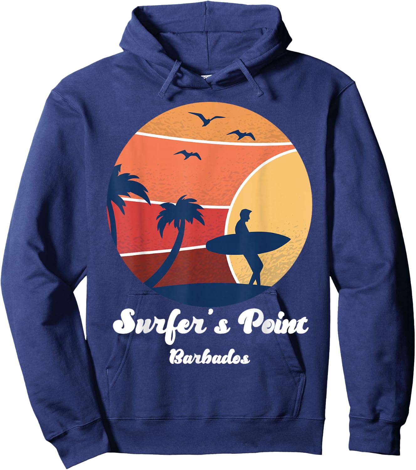 Surfer's Point Barbados Surfing Surfer Vintage Sunset Beach Hoodie - Hoodie | Navy