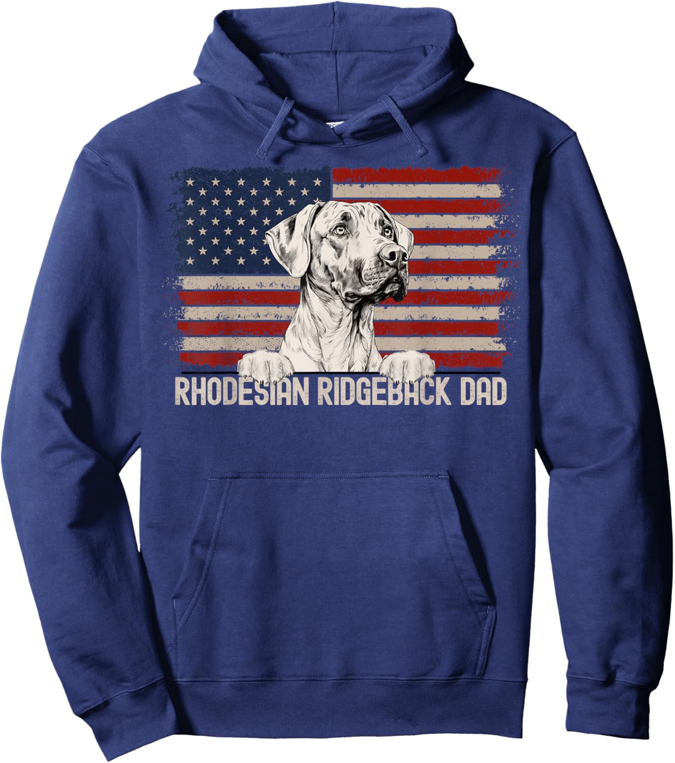 Best Dog Dad Ever American Flag - Rhodesian Ridgeback Dad Men Hoodie - Hoodie | Navy