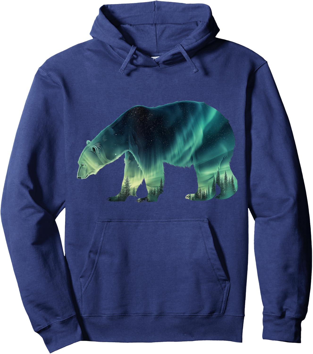 Polar Bear Northern Light Winter Arctic Nature Lover Hoodie - Hoodie | Navy